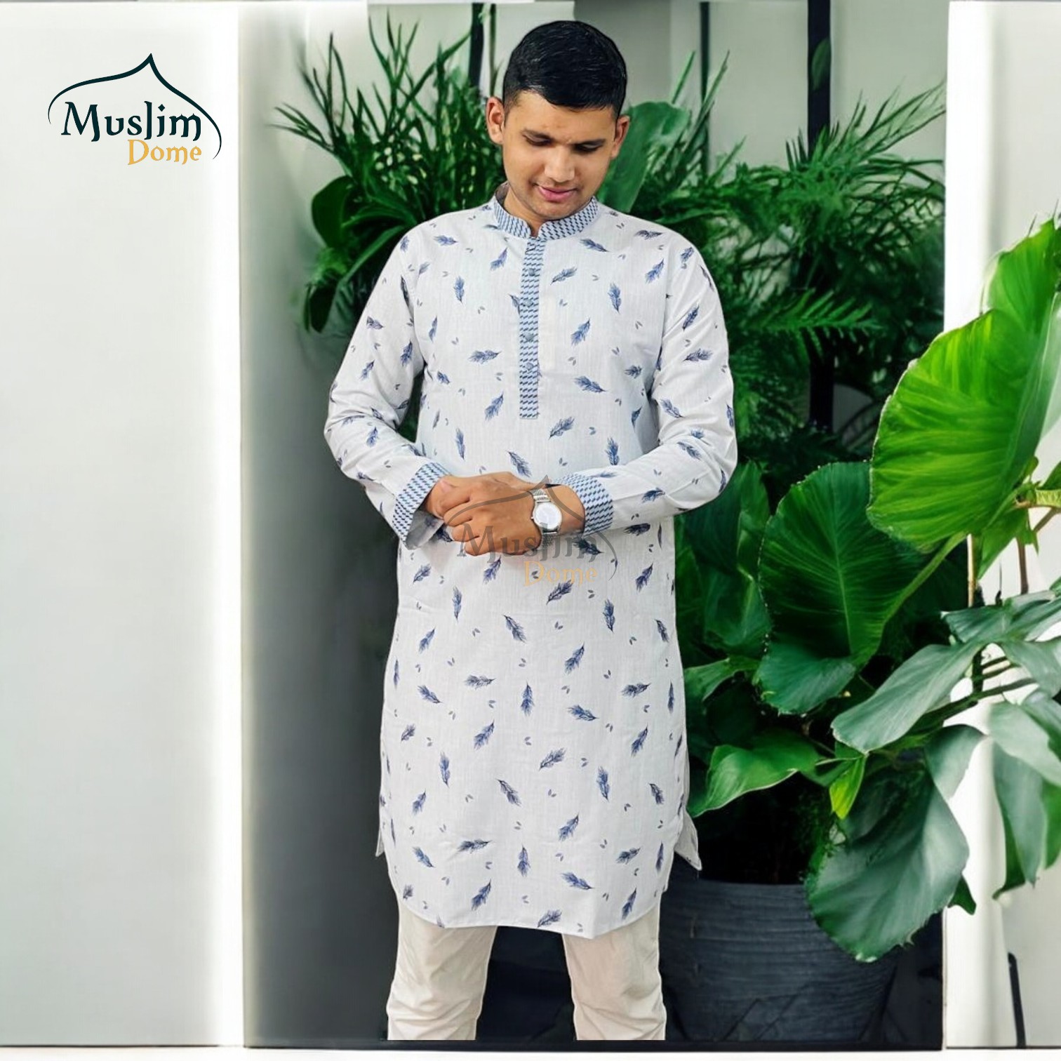পুরুষদের ফ্যাশনেবল Slim Fit পাঞ্জাবি - Ash