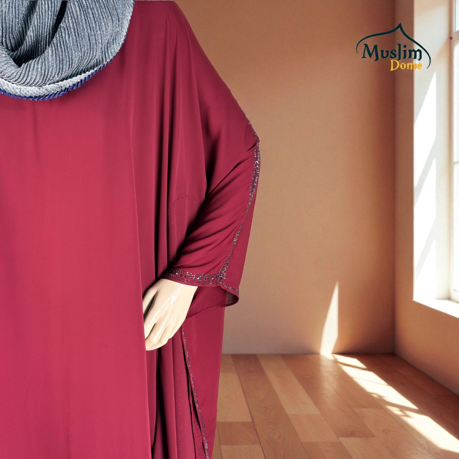 স্টোন ডিজাইন আবায়া – দুবাই চেরি ফেব্রিক thumbnail 4