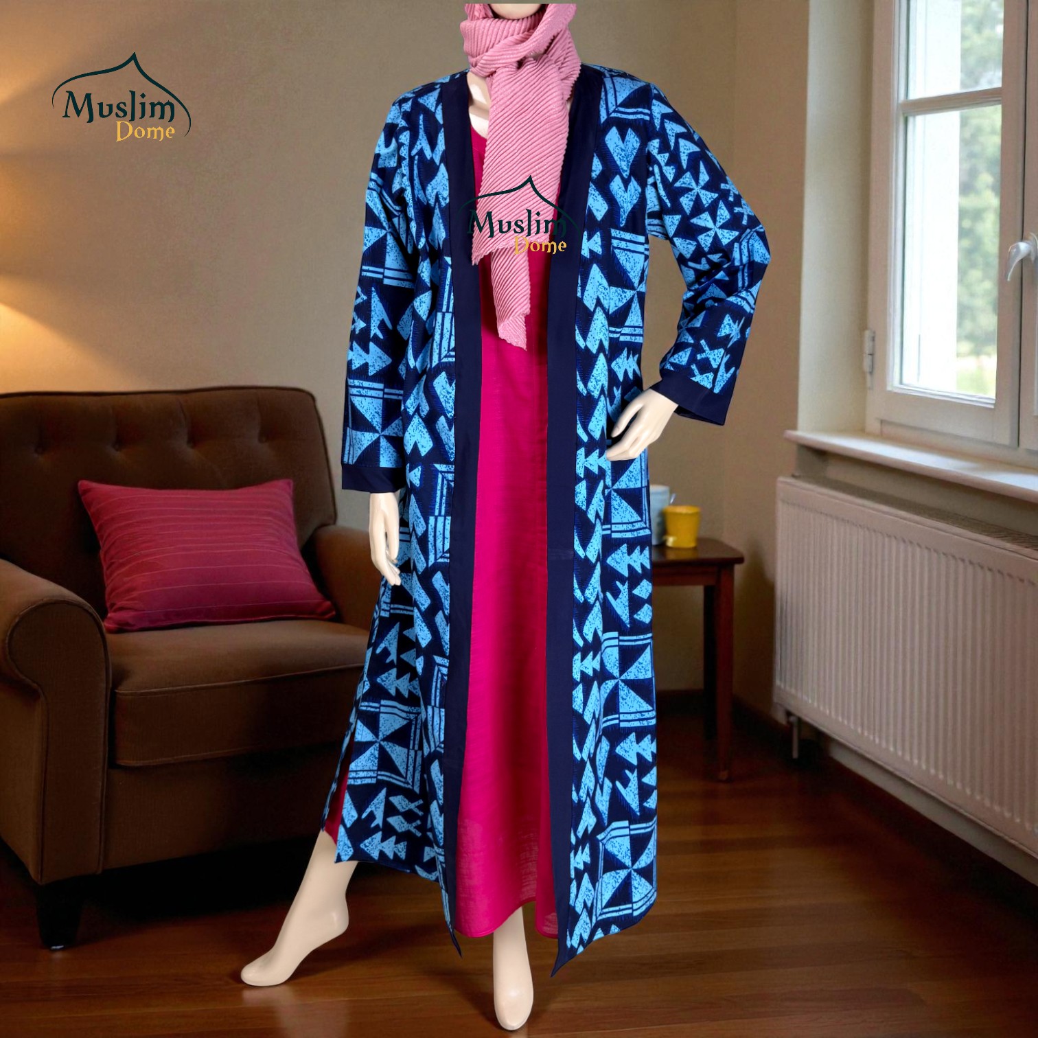 মেয়েদের লং কটি – প্রিন্টেড ব্লু কালার thumbnail 4