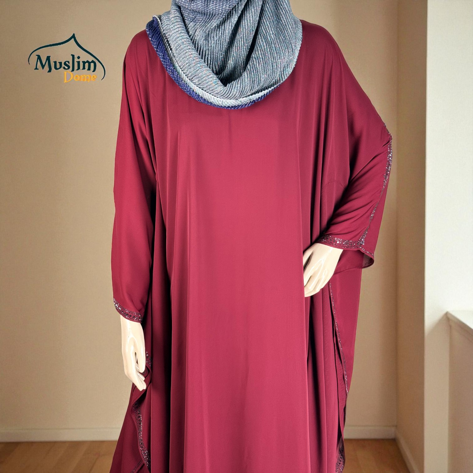 স্টোন ডিজাইন আবায়া – দুবাই চেরি ফেব্রিক thumbnail 3