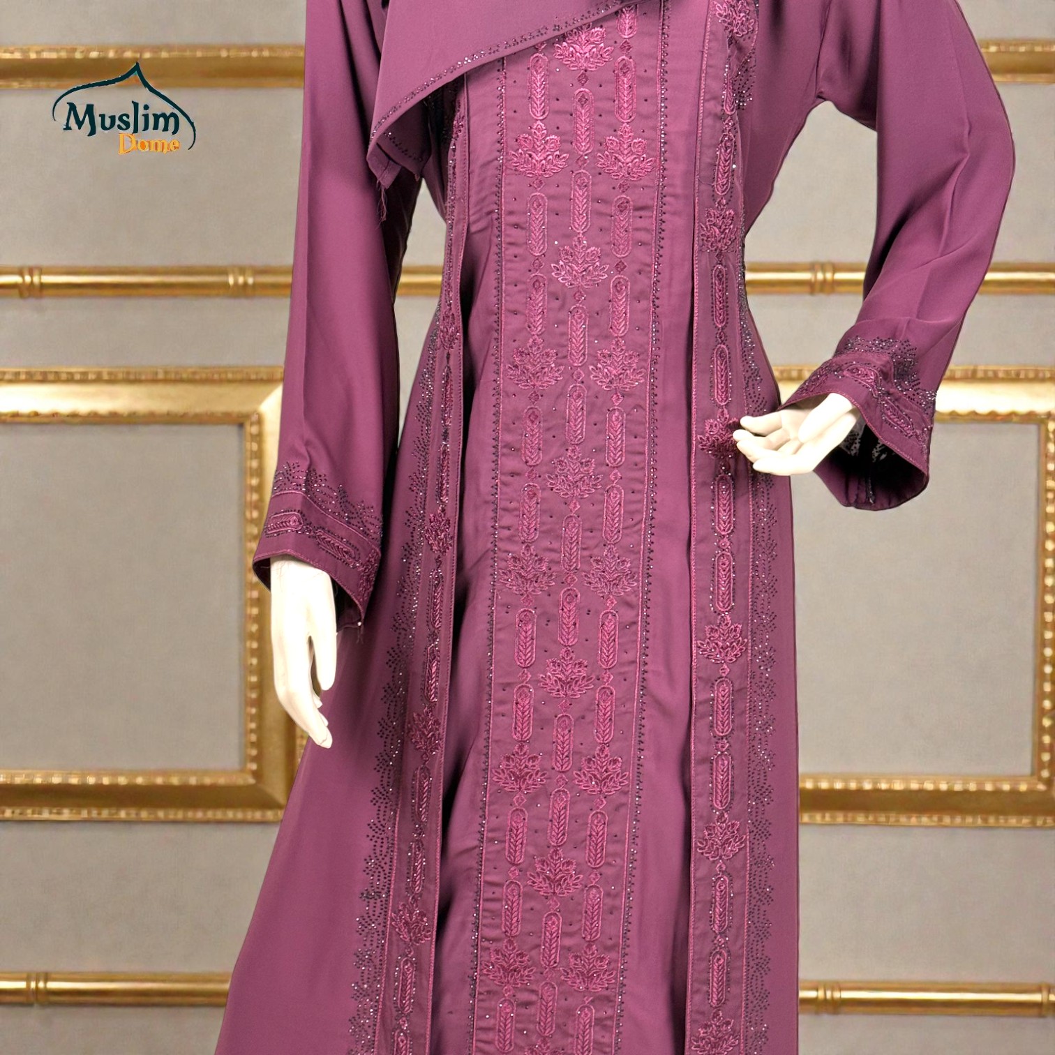 প্রিমিয়াম বোরখা | With Scarf – Dubai Cherry Fabric, Adjustable Belt সহ, koti Design