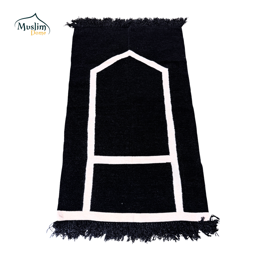 হ্যান্ডমেড জায়নামাজ (Single Person - Large) | Soft Chanel Fabric | Black Color | Size 30″×48″ | Both Side Usable thumbnail 3