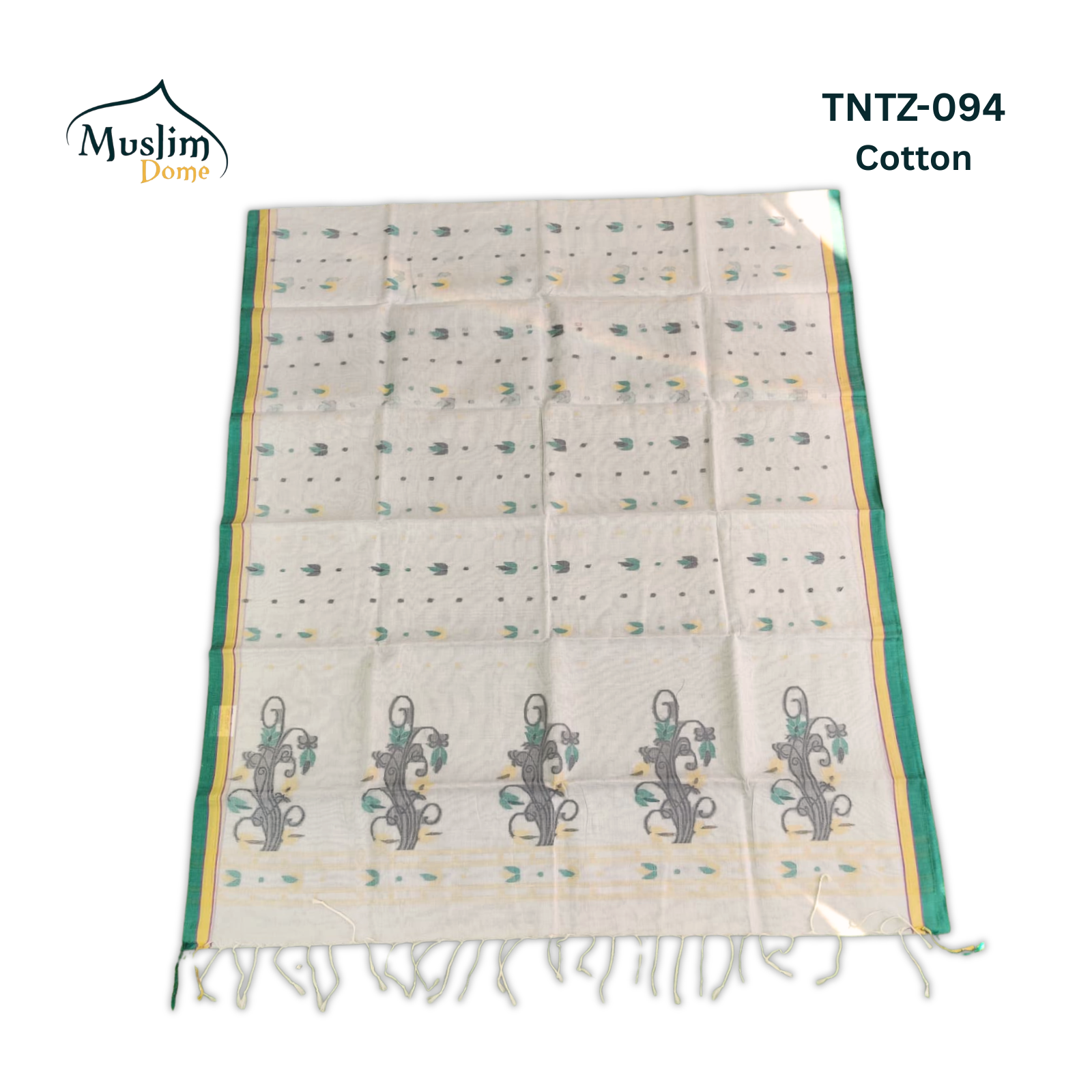 কটন তন্তুজ জামদানী শাড়ি – Cotton Tantuja Jamdani Saree (Small Floral Design, 13.5 Hands, Blouse Piece Included) thumbnail 13