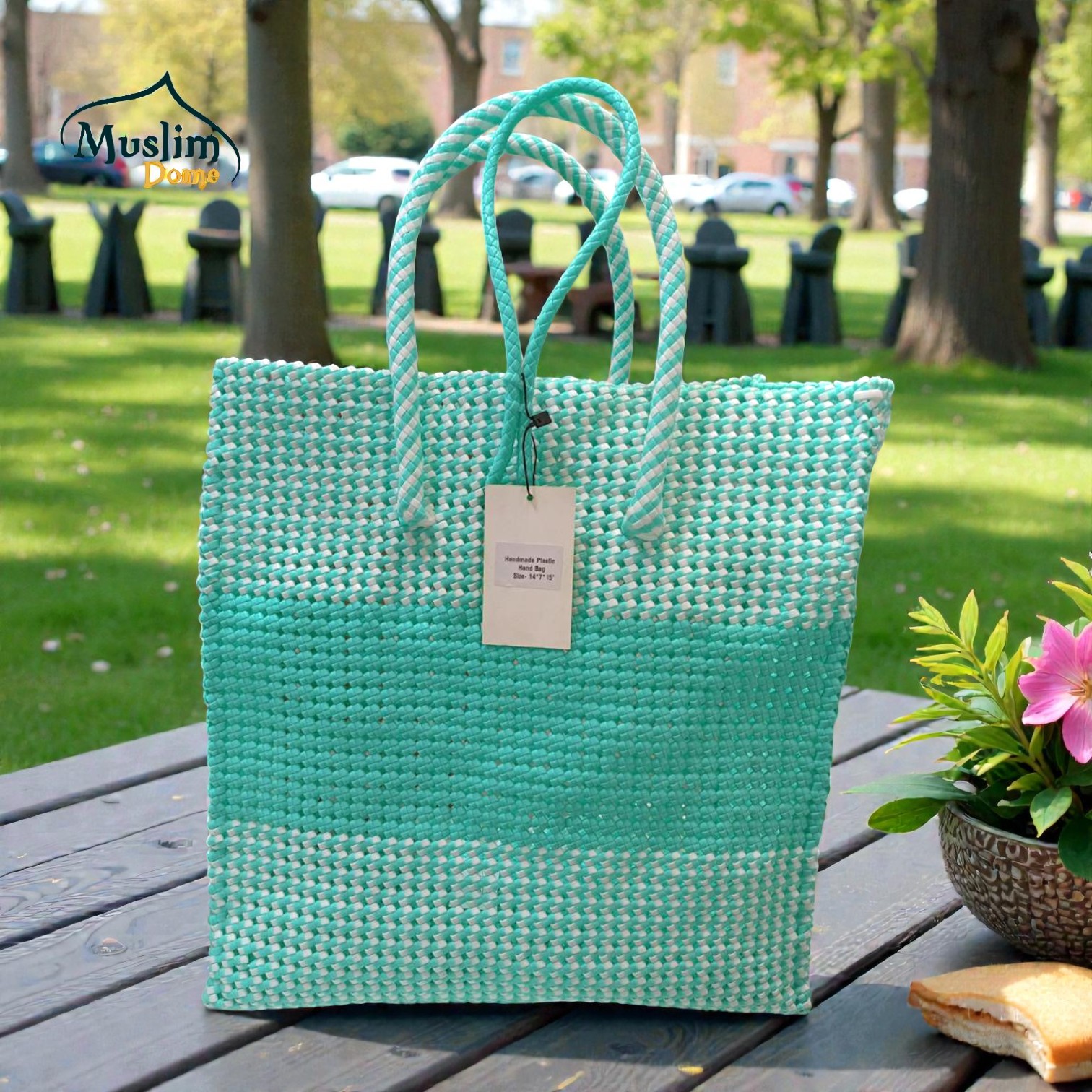 Handmade Plastic Hand Bag (Box Shape, Without Zipper) | সম্পূর্ণ হাতে তৈরি প্লাস্টিক হ্যান্ড ব্যাগ thumbnail 2