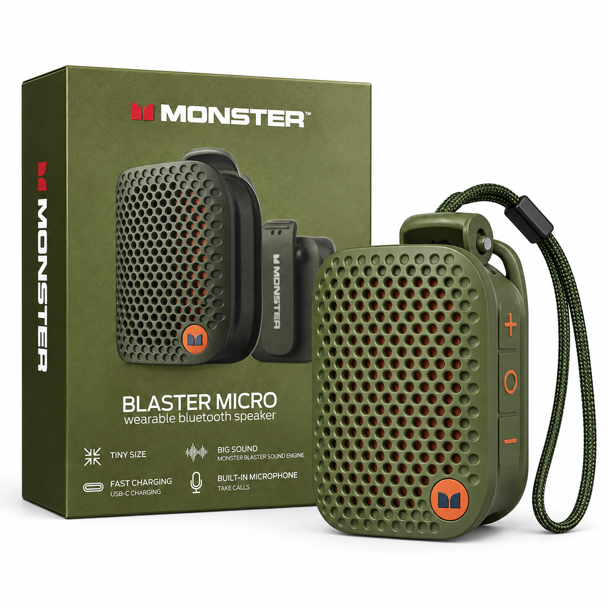 Monster Blaster Micro MS62106 Wearable Bluetooth Speaker – Magnetic Clip & Built-in Mic | 2 Colors thumbnail 9