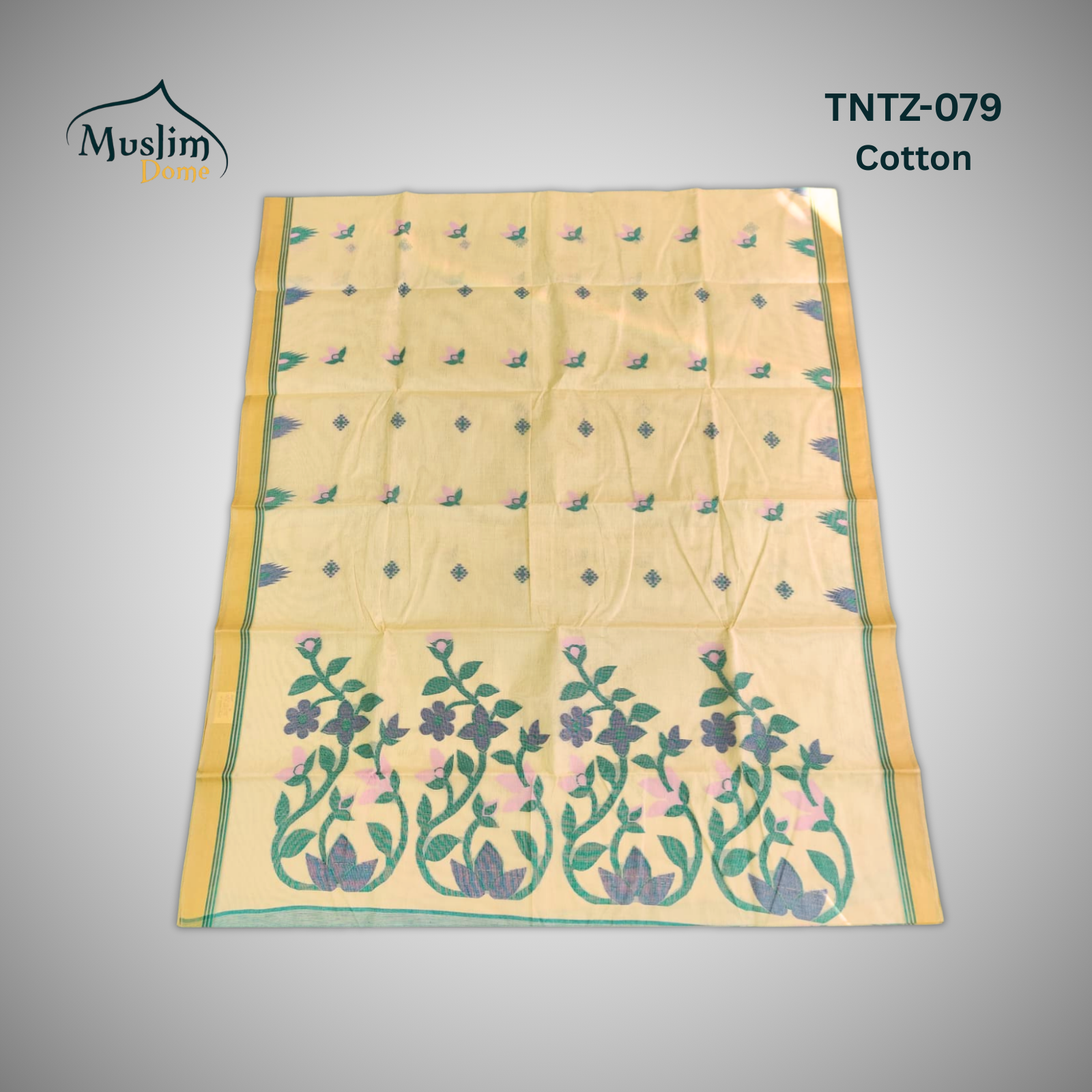 কটন তন্তুজ জামদানী শাড়ি – Cotton Tantuja Jamdani Saree (Large Floral Design, 13.5 Hands, Blouse Piece Included) thumbnail 15