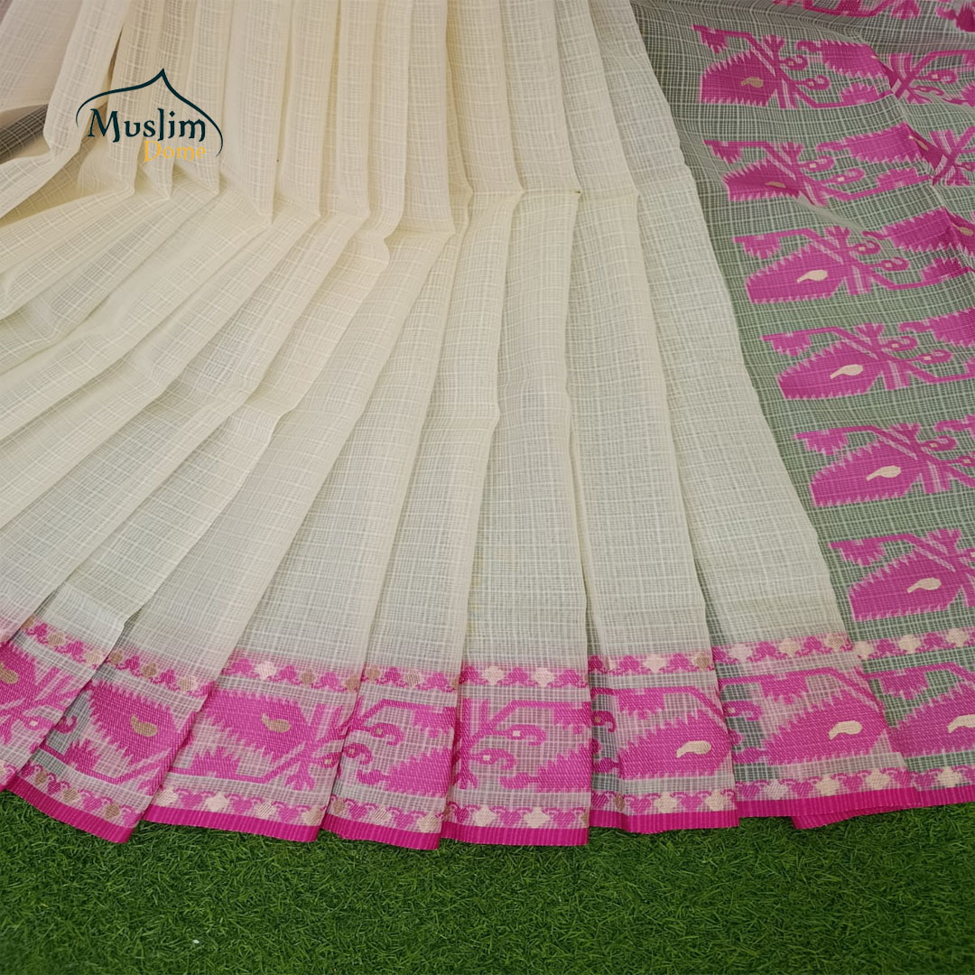 কোটা সিল্ক জামদানী পার শাড়ী – Tangail Silk Jamdani Saree with Blouse thumbnail 9