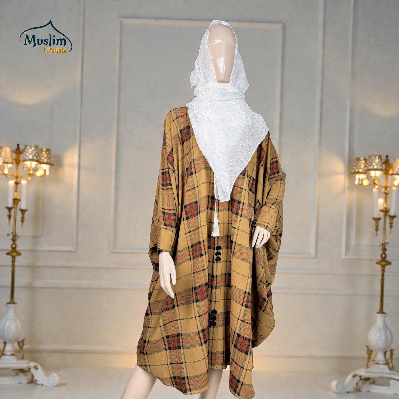 Short Abaya – Burberry Check Pattern | প্রিমিয়াম Dubai Cherry Fabric | Stylish Modest Wear thumbnail 7