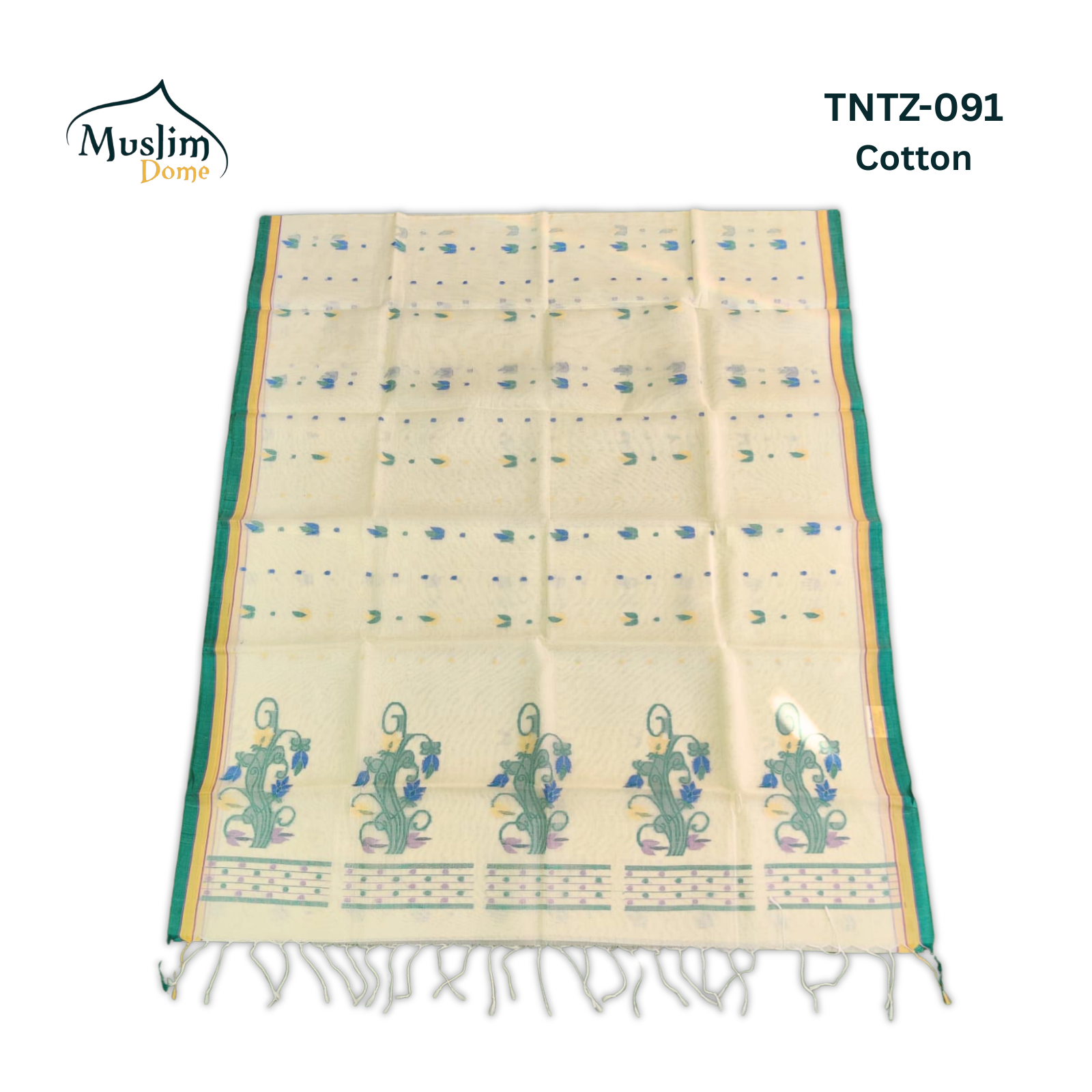 কটন তন্তুজ জামদানী শাড়ি – Cotton Tantuja Jamdani Saree (Small Floral Design, 13.5 Hands, Blouse Piece Included) thumbnail 10