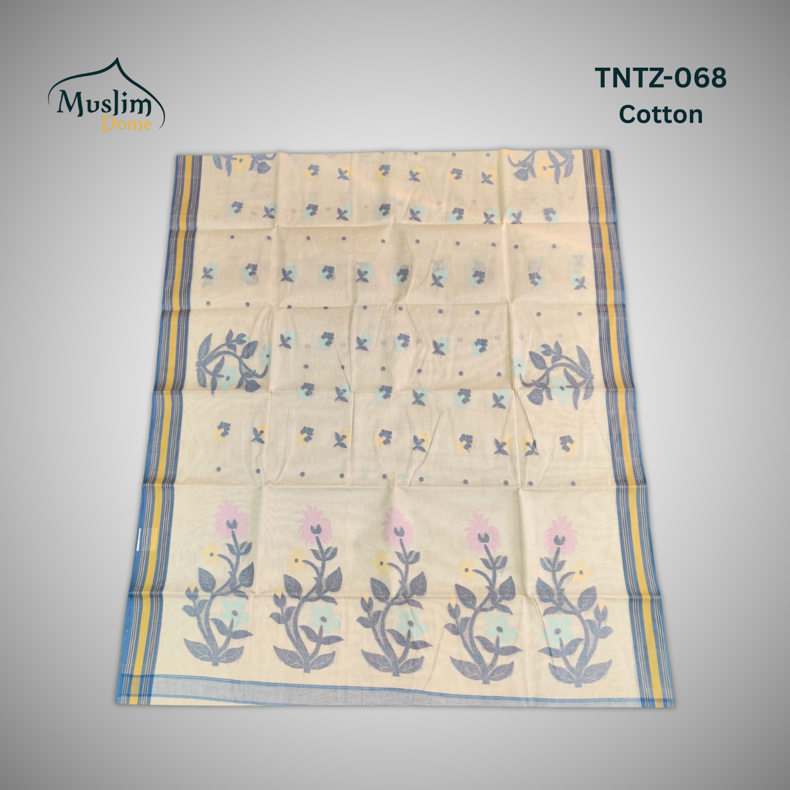 কটন তন্তুজ জামদানী শাড়ি – Cotton Tantuja Jamdani Saree (Large Floral Design, 13.5 Hands, Blouse Piece Included) thumbnail 3