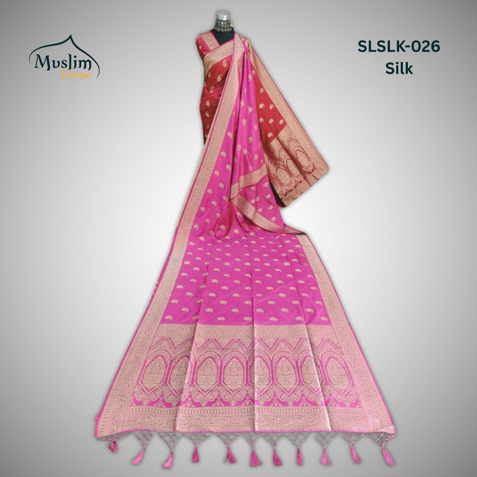 প্রিমিয়াম জামদানী শাড়ি – Premium Jamdani Saree (Half Silk, Single Tree Leaf Design, Blouse Piece Included) thumbnail 11