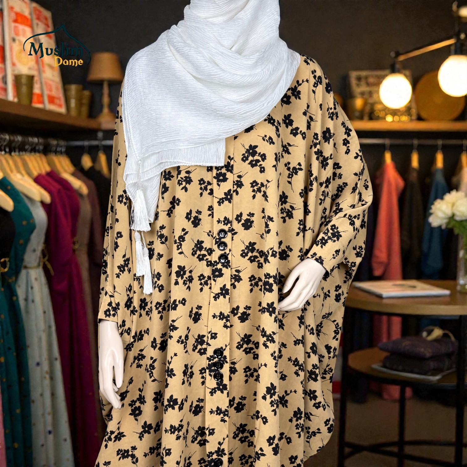 Short Abaya Floral Print | শর্ট আবায়া ফ্লোরাল ডিজাইন | Both Hand Cuff & Adjustable Button | Free Size thumbnail 3