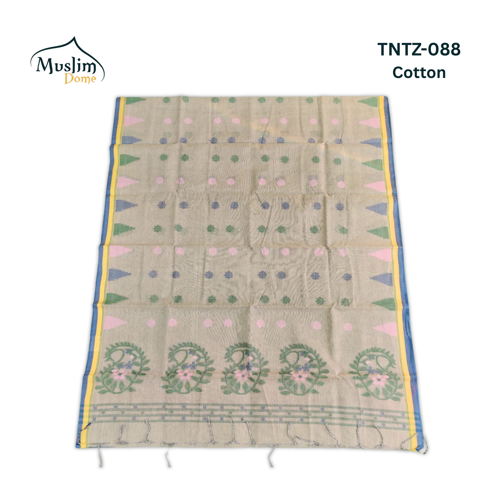 কটন তন্তুজ জামদানী শাড়ি – Cotton Tantuja Jamdani Saree (Small Floral Design, 13.5 Hands, Blouse Piece Included) thumbnail 7