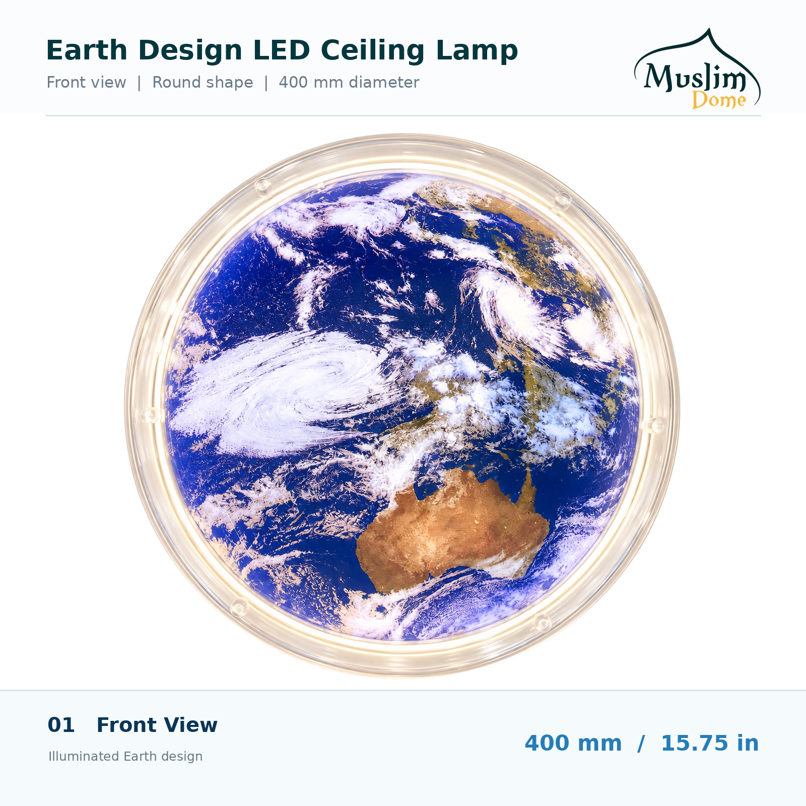 Earth Design LED Ceiling Light – 3 Color Changing Decorative Lamp | 400 mm | 250W thumbnail 4