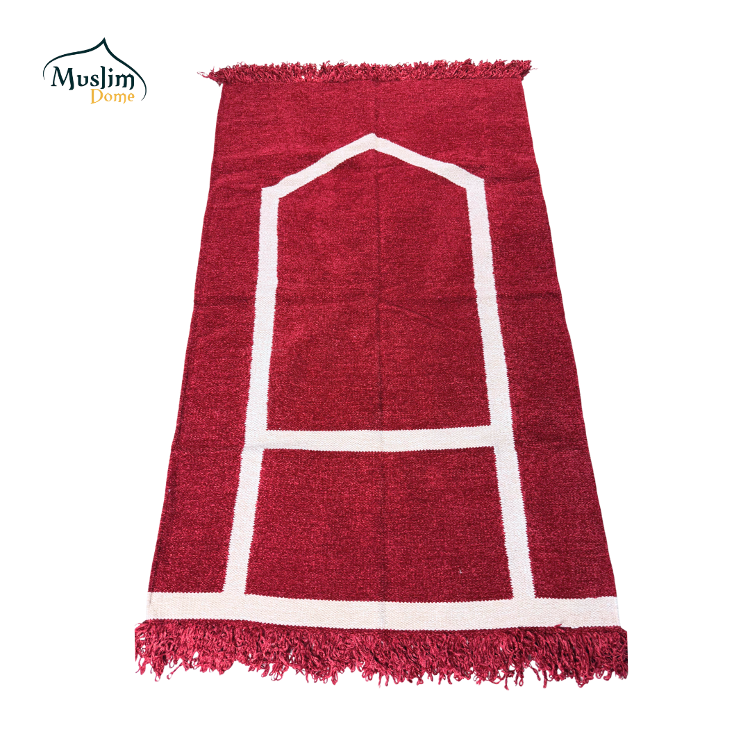 হ্যান্ডমেড জায়নামাজ (Single Person - Large) | Soft Chanel Fabric | Maroon Color | Size 30″×48″ | Both Side Usable thumbnail 3