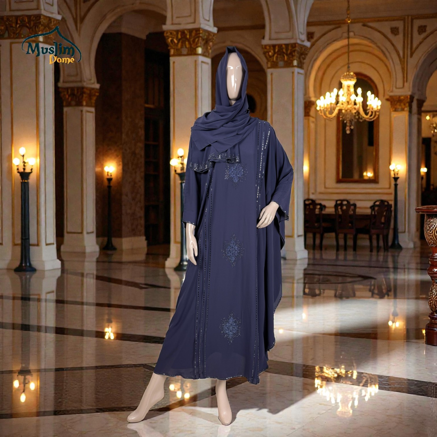 প্রিমিয়াম Abaya | With Scarf – Dubai Cherry Fabric, Regulate Fit | Embroidery & Stone Design thumbnail 4