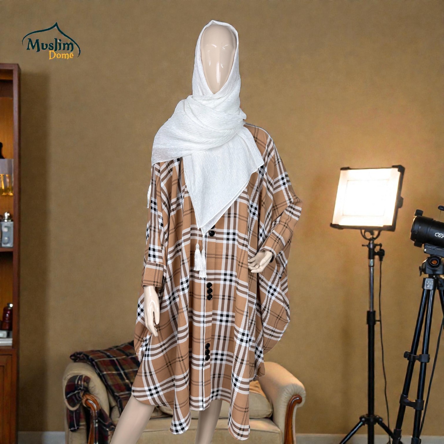 Short Abaya – Burberry Check Pattern | প্রিমিয়াম Dubai Cherry Fabric | Stylish Modest Wear thumbnail 9