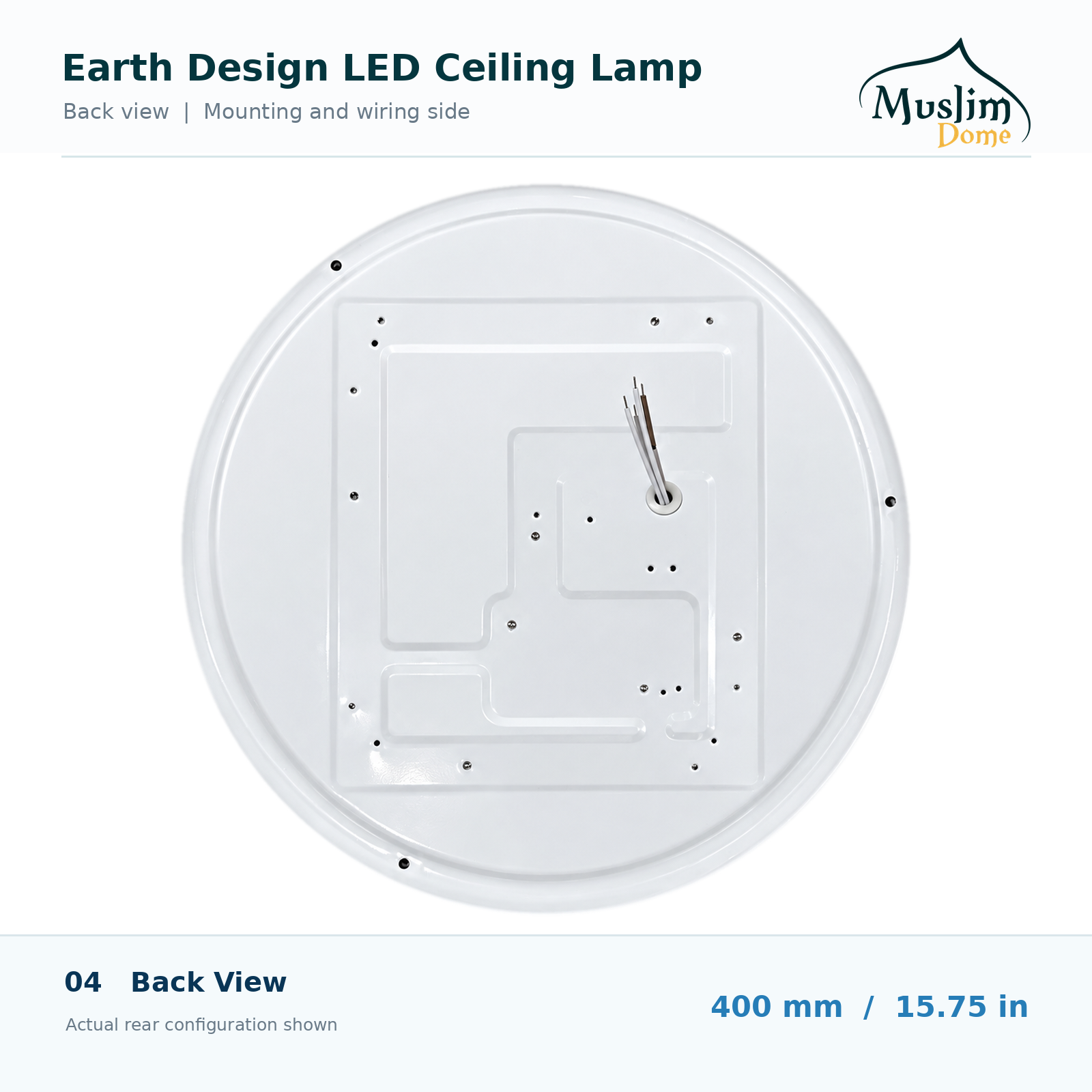 Earth Design LED Ceiling Light – 3 Color Changing Decorative Lamp | 400 mm | 250W thumbnail 5