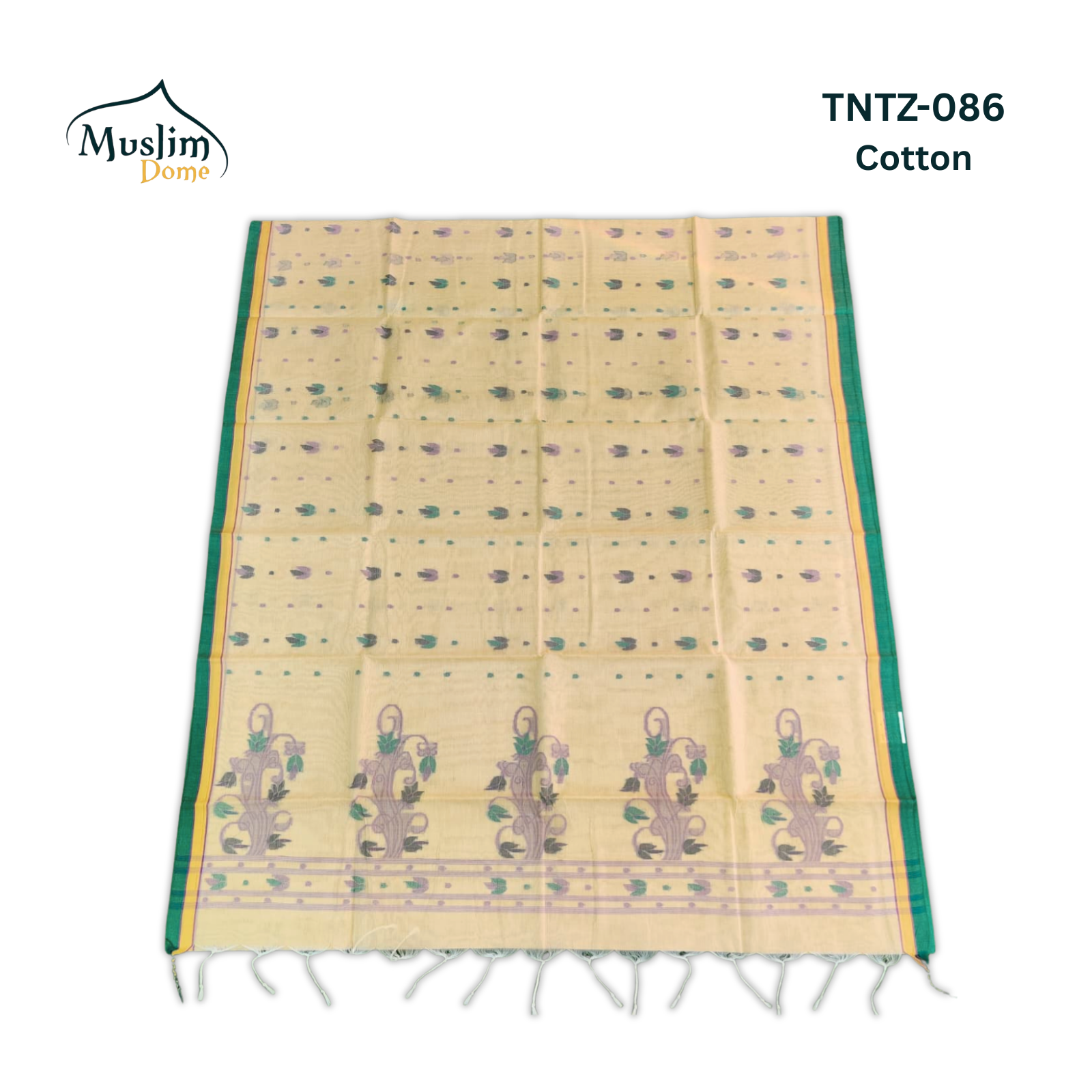 কটন তন্তুজ জামদানী শাড়ি – Cotton Tantuja Jamdani Saree (Small Floral Design, 13.5 Hands, Blouse Piece Included) thumbnail 5