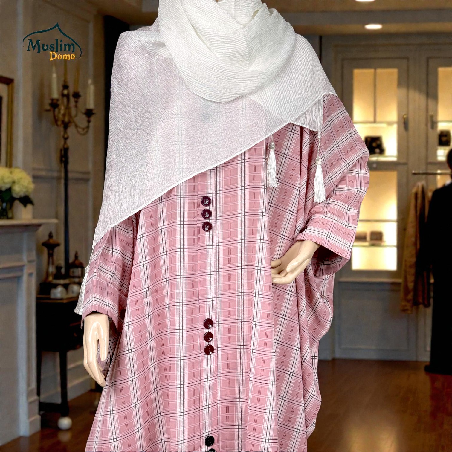 Short Abaya – Burberry Check Pattern | প্রিমিয়াম Dubai Cherry Fabric | Stylish Modest Wear thumbnail 10