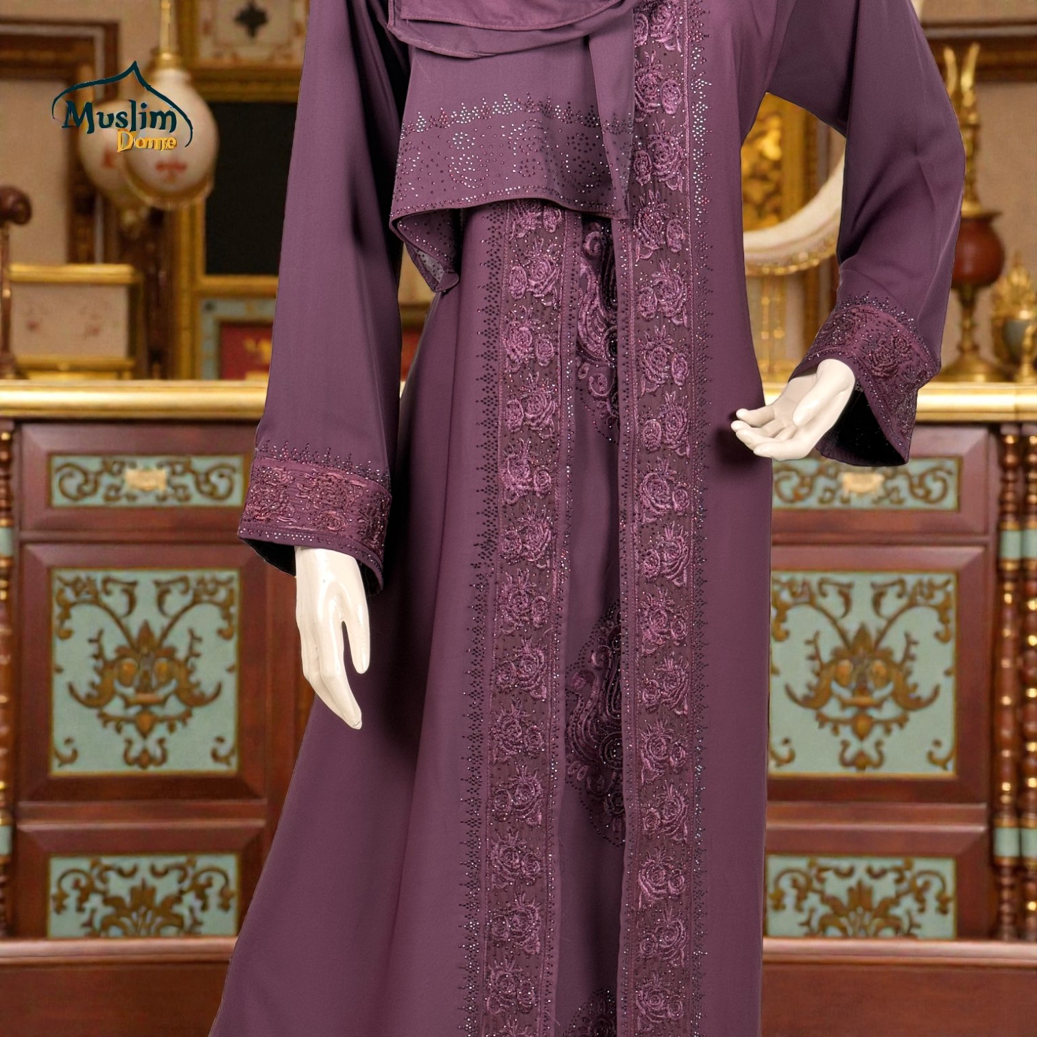 প্রিমিয়াম বোরখা | With Scarf – Dubai Cherry Fabric, Front Side Open, Adjustable Belt সহ, Koti Design  thumbnail 3