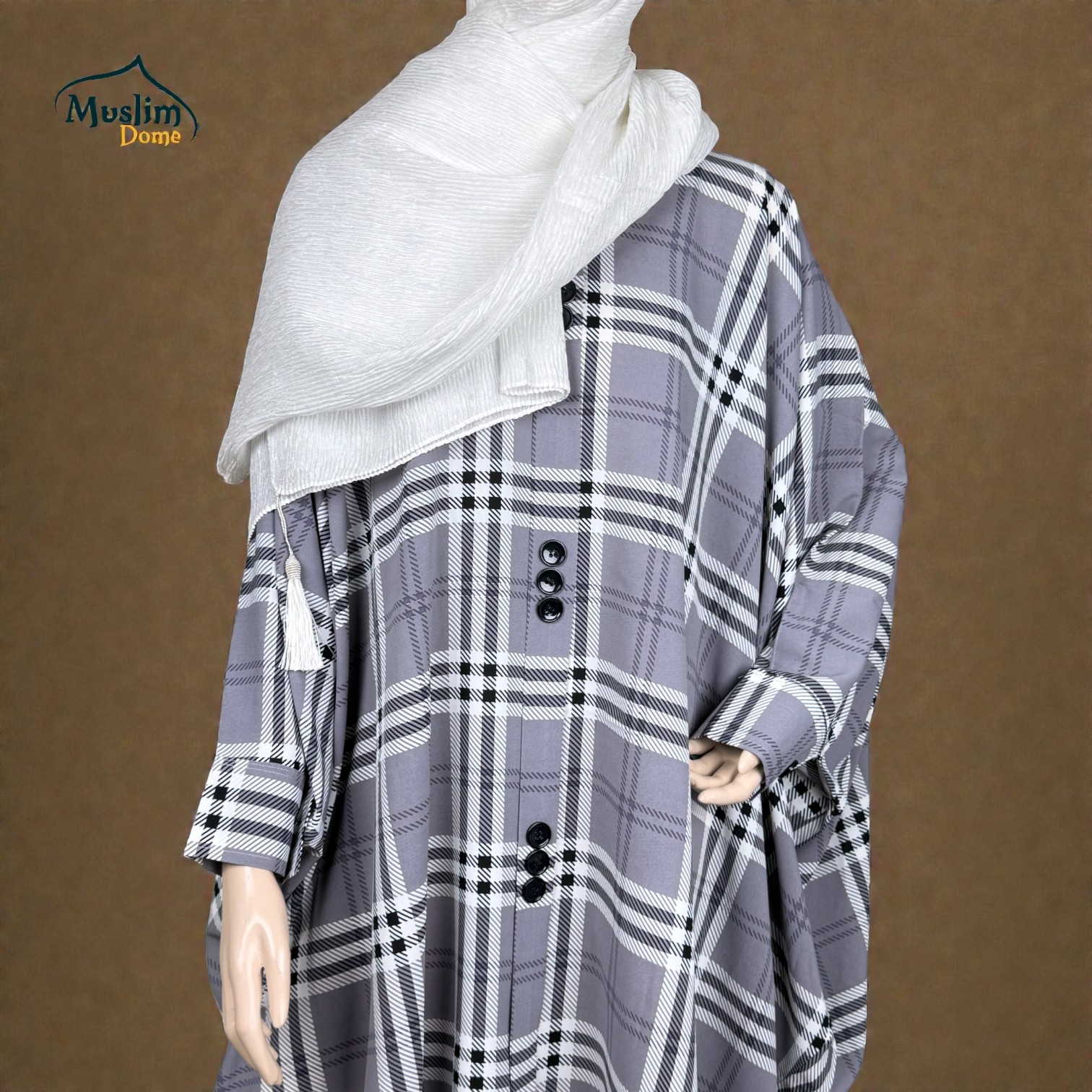 Short Abaya – Burberry Check Pattern | প্রিমিয়াম Dubai Cherry Fabric | Stylish Modest Wear