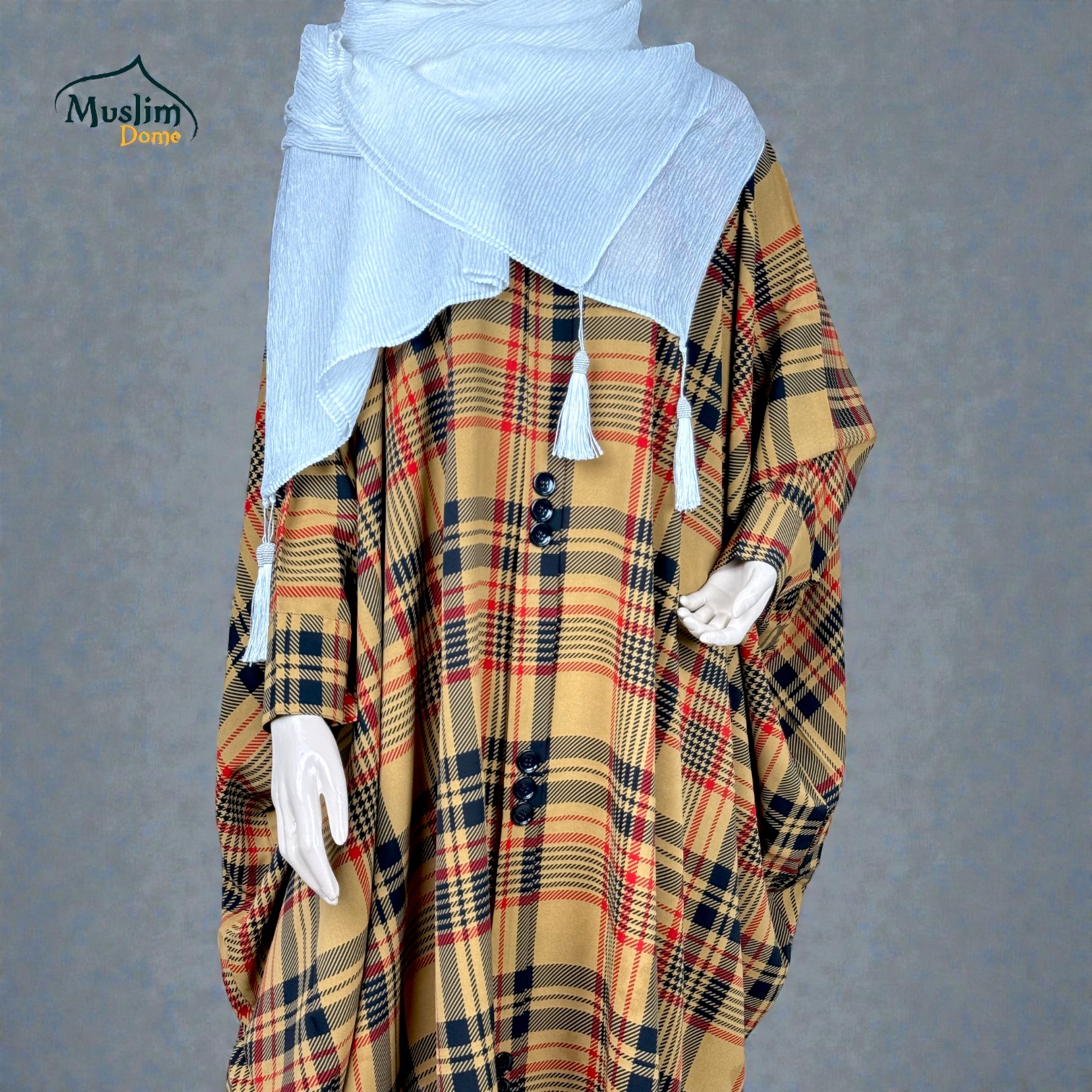 Short Abaya – Burberry Check Pattern | প্রিমিয়াম Dubai Cherry Fabric | Stylish Modest Wear thumbnail 5