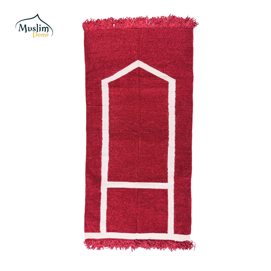 হ্যান্ডমেড জায়নামাজ (Single Person) | Soft Chanel Fabric | Maroon Color | Size 24″×48″ | Both Side Usable