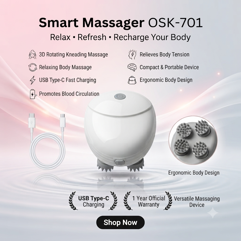 Smart Massager Rechargeable Electric Head Massager OSK-701 | 3D Scalp Massage | 1 Year Warranty thumbnail 5