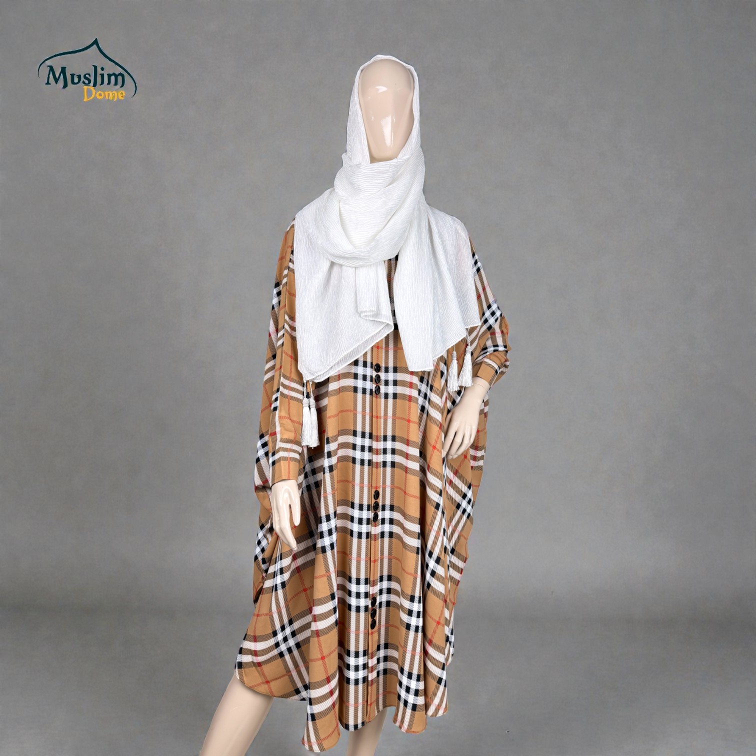 Short Abaya – Burberry Check Pattern | প্রিমিয়াম Dubai Cherry Fabric | Stylish Modest Wear thumbnail 4