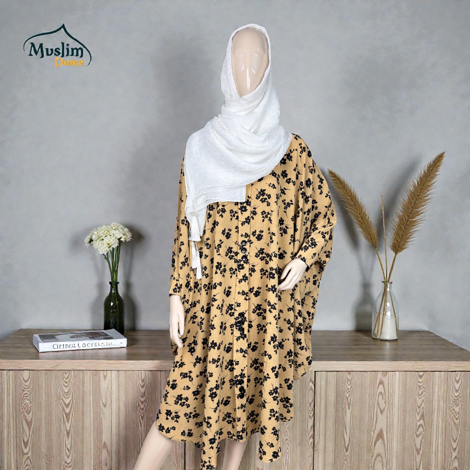 Short Abaya Floral Print | শর্ট আবায়া ফ্লোরাল ডিজাইন | Both Hand Cuff & Adjustable Button | Free Size thumbnail 2