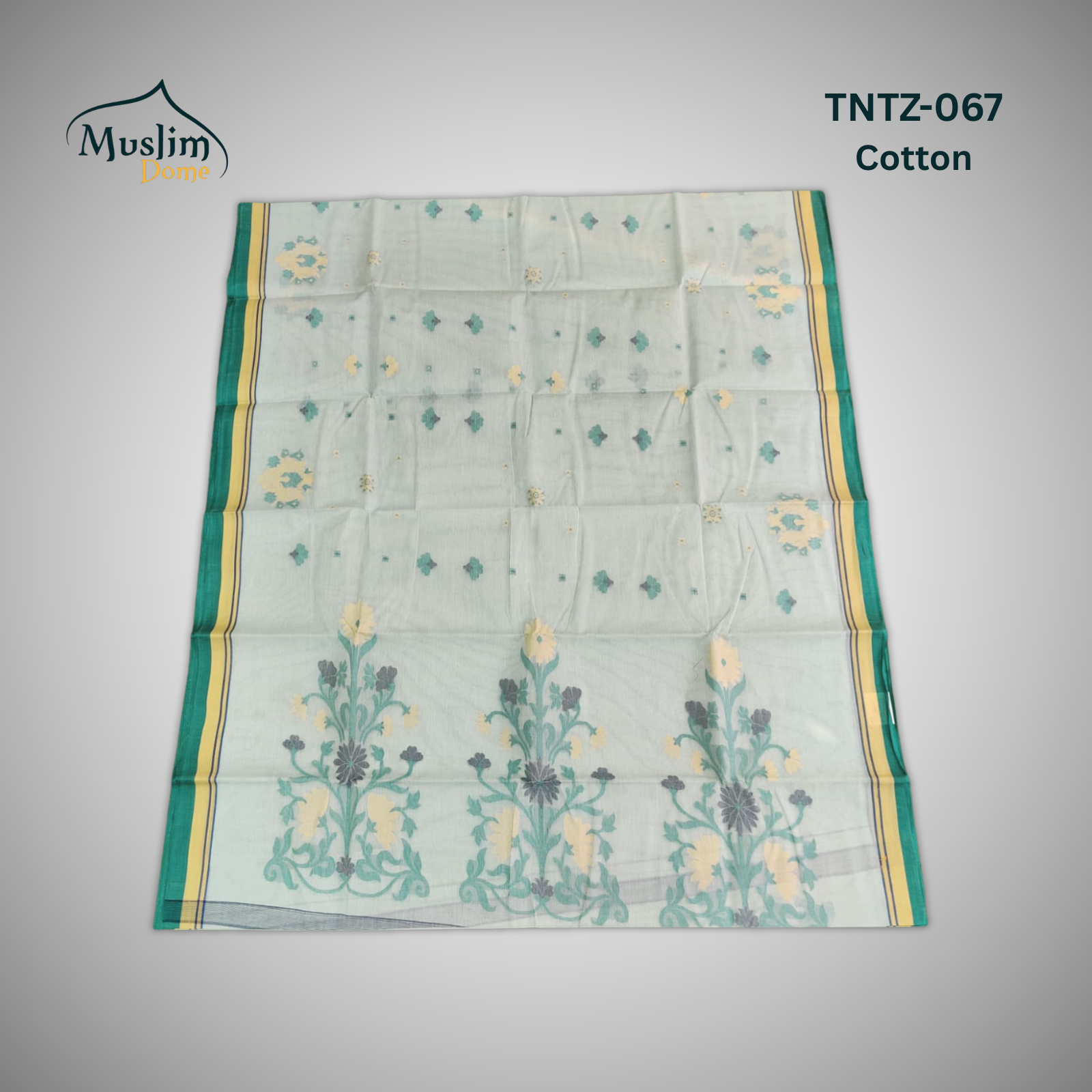 কটন তন্তুজ জামদানী শাড়ি – Cotton Tantuja Jamdani Saree (Large Floral Design, 13.5 Hands, Blouse Piece Included) thumbnail 2