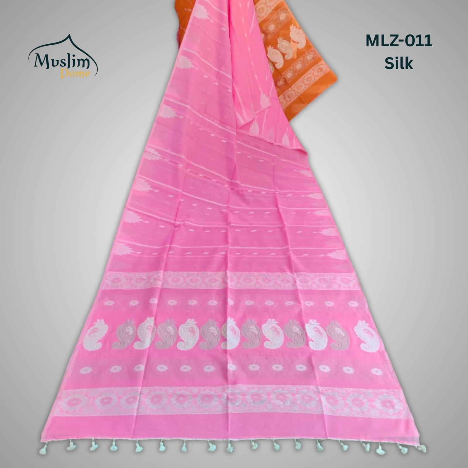 মার্সলাইজ সিল্ক জামদানী শাড়ি ব্লাউজ পিস ও Tassel সহ thumbnail 11