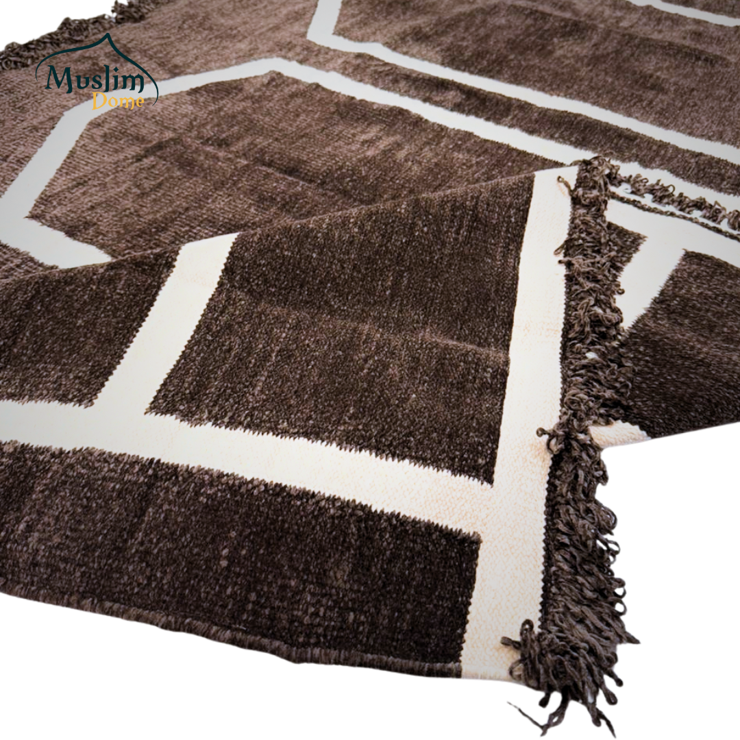 হ্যান্ডমেড জায়নামাজ (Two Person) | Soft Chanel Fabric | Brown Color | Size 47″×48″