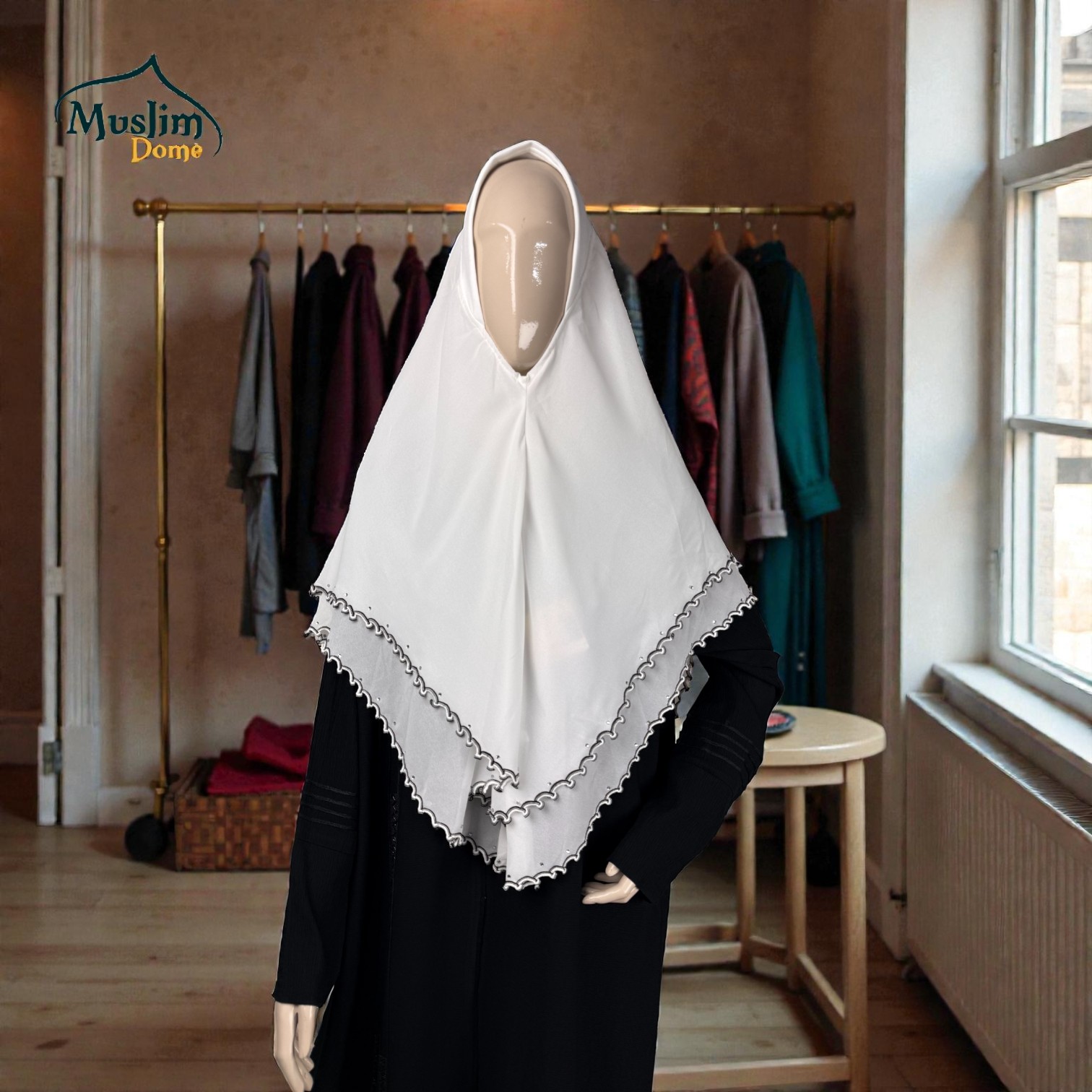 ডাবল লেয়ার লেস রেডি হিজাব | Double Layer Lace Ready Hijab – Malaysian Imported | Imported Chiffon Georgette thumbnail 4