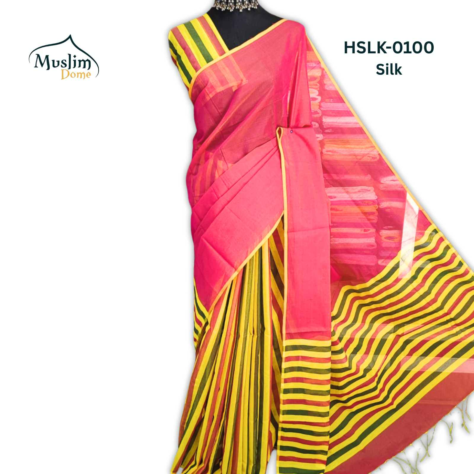 হাফ সিল্ক শাড়ী – Half Silk Saree (14 Hands, Blouse Piece Included, With Tassel)