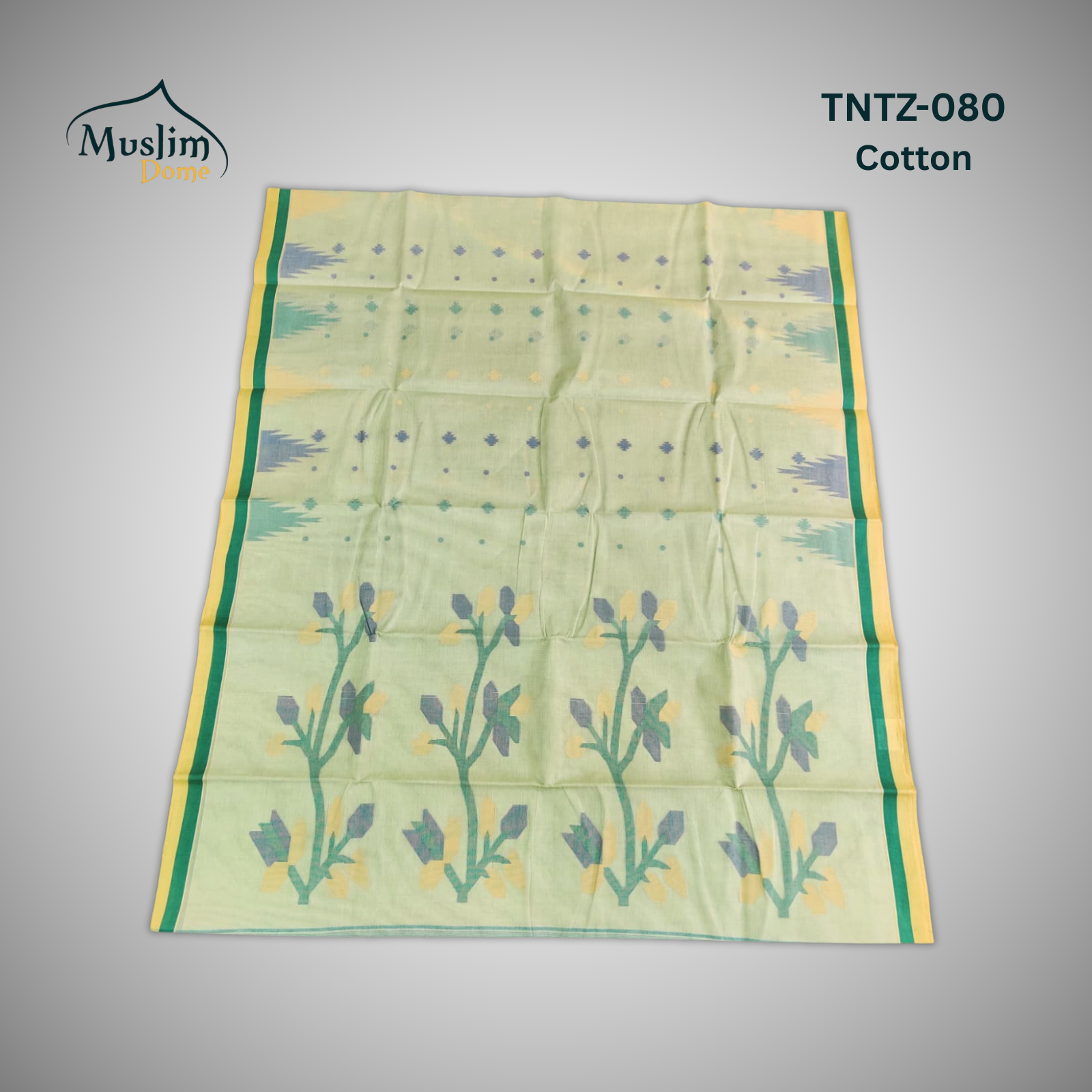 কটন তন্তুজ জামদানী শাড়ি – Cotton Tantuja Jamdani Saree (Large Floral Design, 13.5 Hands, Blouse Piece Included) thumbnail 16