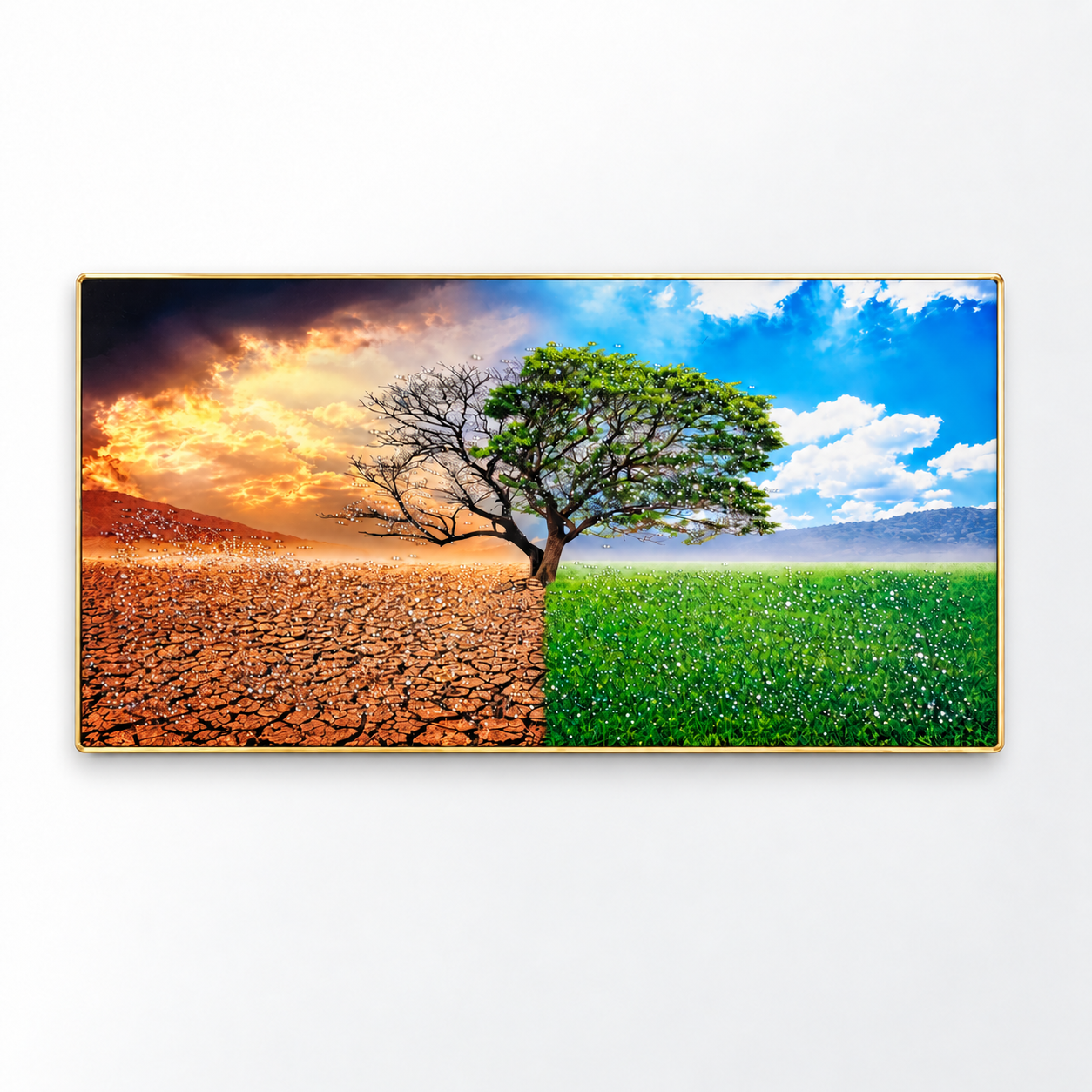 Four Seasons Tree Wall Art – Premium Crystal Acrylic Wall Frame | 48" × 24"