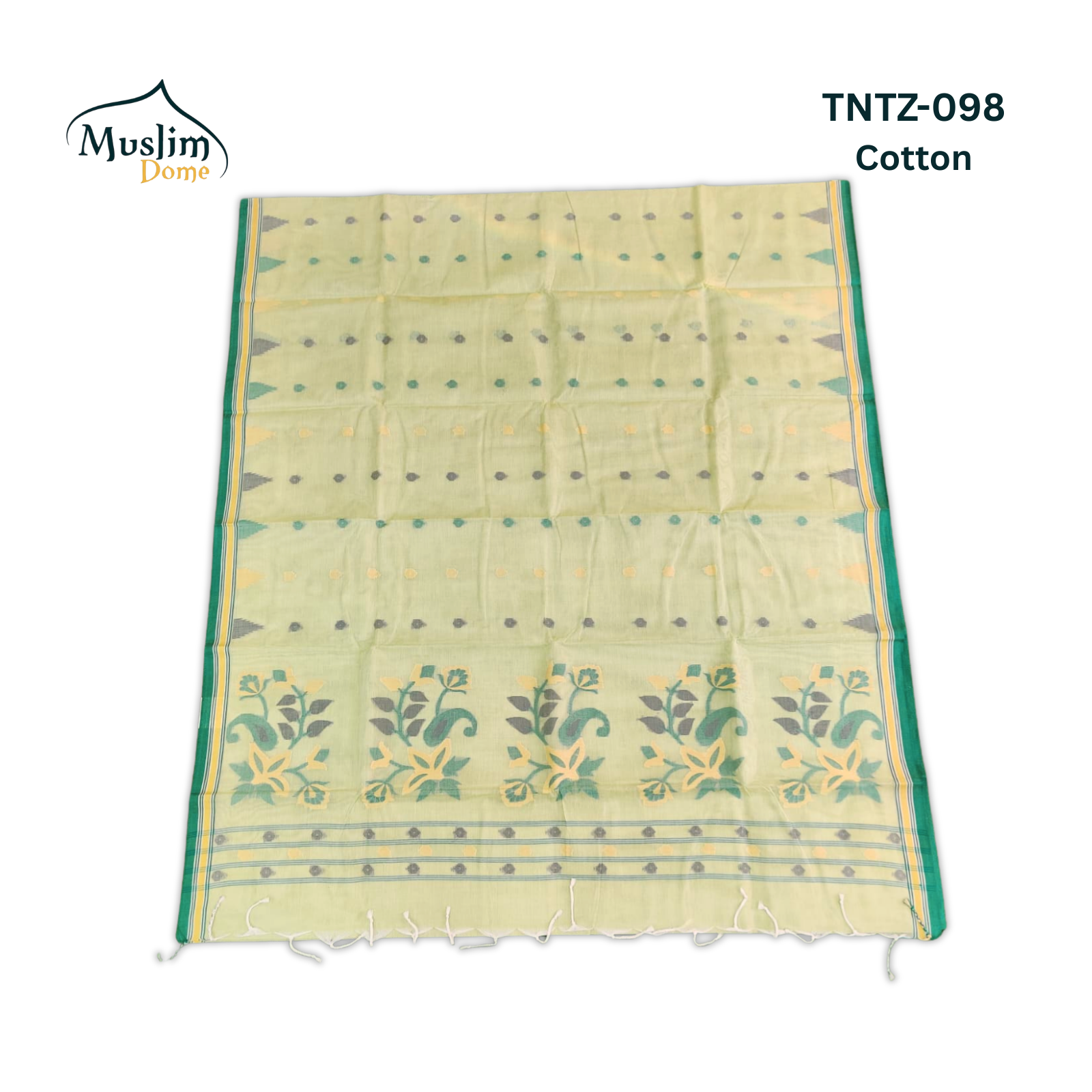 কটন তন্তুজ জামদানী শাড়ি – Cotton Tantuja Jamdani Saree (Small Floral Design, 13.5 Hands, Blouse Piece Included) thumbnail 17
