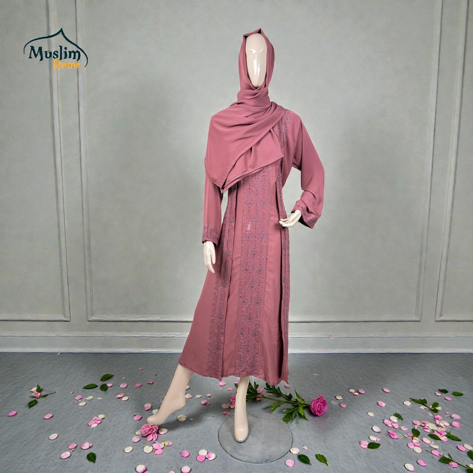 প্রিমিয়াম বোরখা | With Scarf – Dubai Cherry Fabric, Adjustable Belt সহ, koti Design thumbnail 3