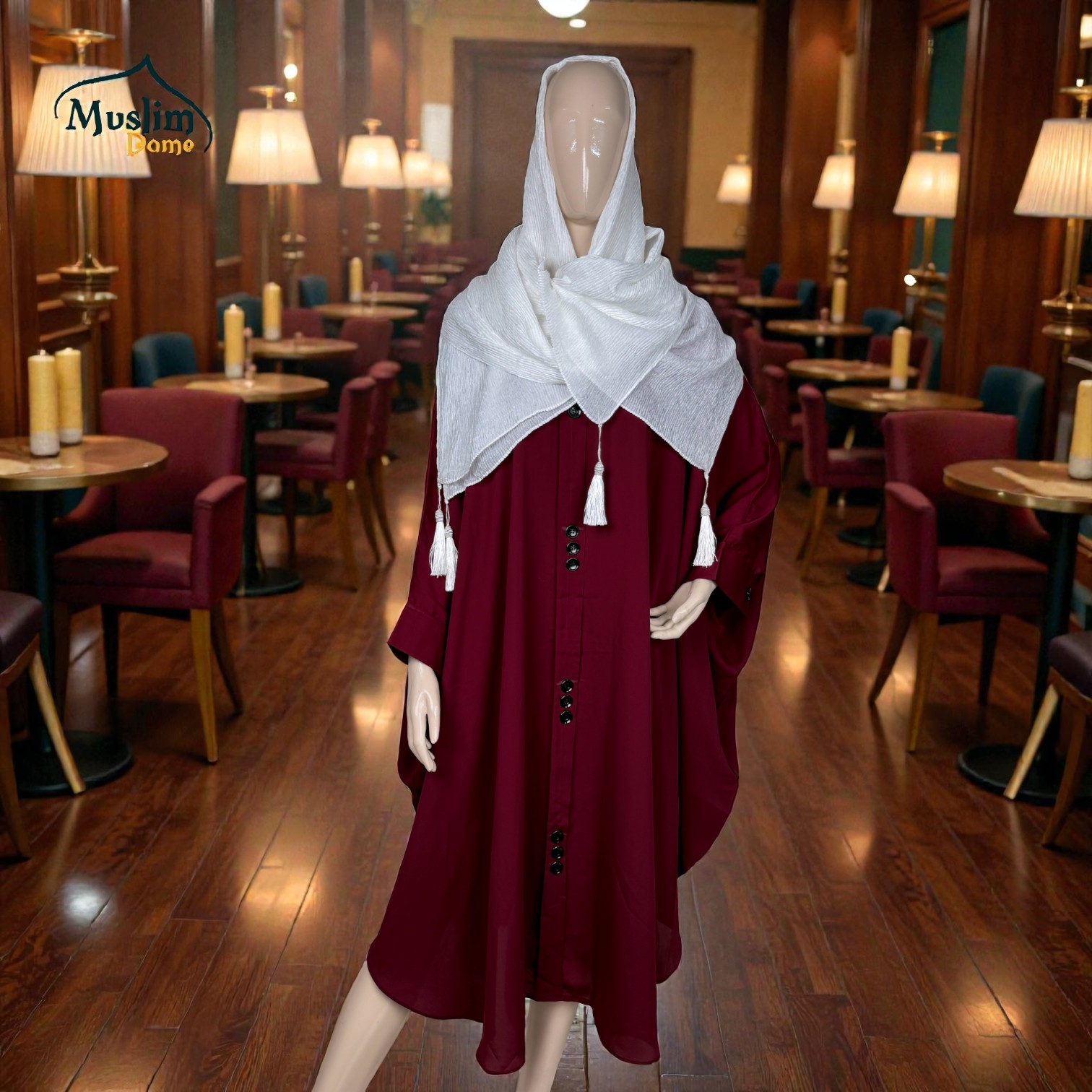 Short Abaya – Solid Color | প্রিমিয়াম Dubai Cherry Fabric | Free Size | Purple & Maroon thumbnail 3