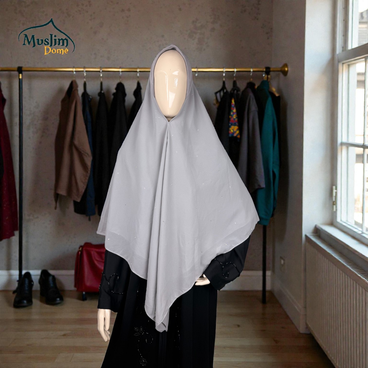 টু লেয়ার স্টোন ডিজাইন রেডি হিজাব | Two Layer with Stone Design Ready Hijab – Full Coverage | Malaysian Imported thumbnail 5