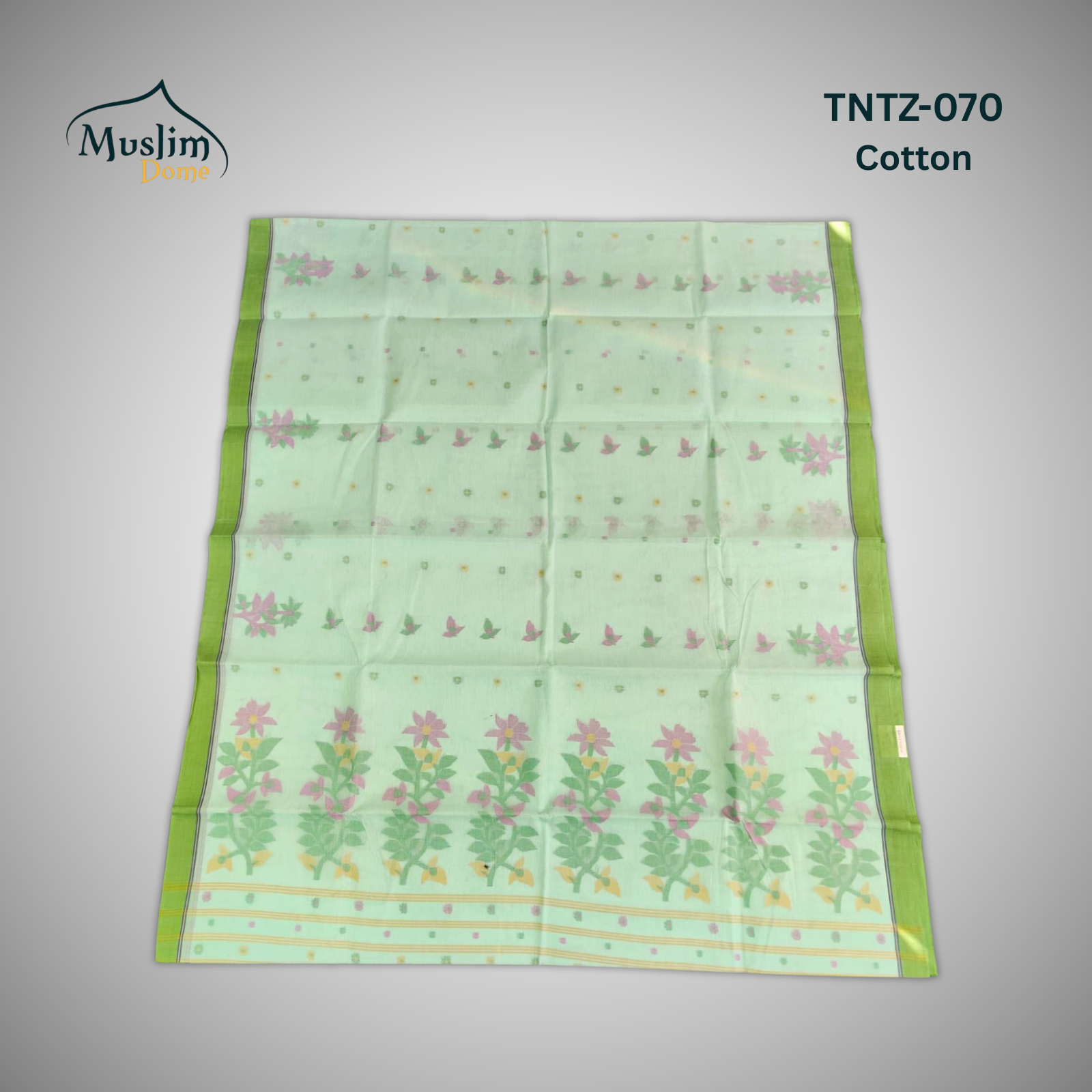 কটন তন্তুজ জামদানী শাড়ি – Cotton Tantuja Jamdani Saree (Large Floral Design, 13.5 Hands, Blouse Piece Included) thumbnail 5