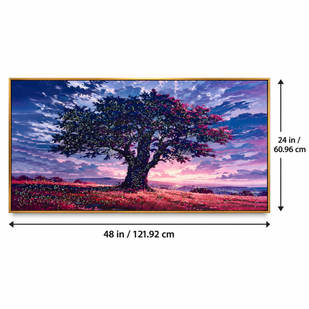 Colorful Tree at Sunset Wall Art – Premium Crystal Acrylic Wall Frame | 48" × 24" thumbnail 2
