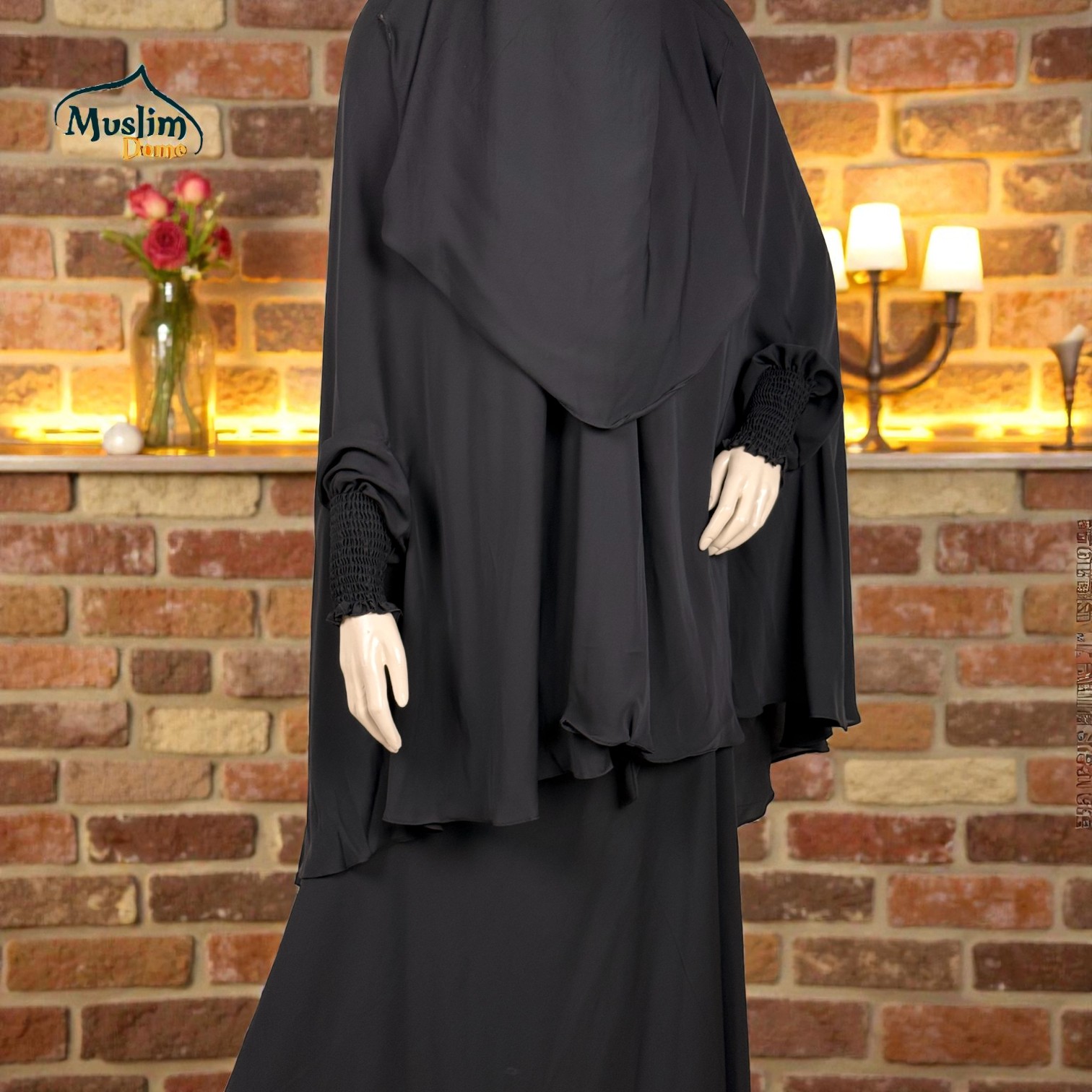 ফুল কাভারেজ খিমার – 2 Parts (Upper & Lower) | Full Coverage Khimar with Niqab| Adjustable Waist | Free Size thumbnail 2