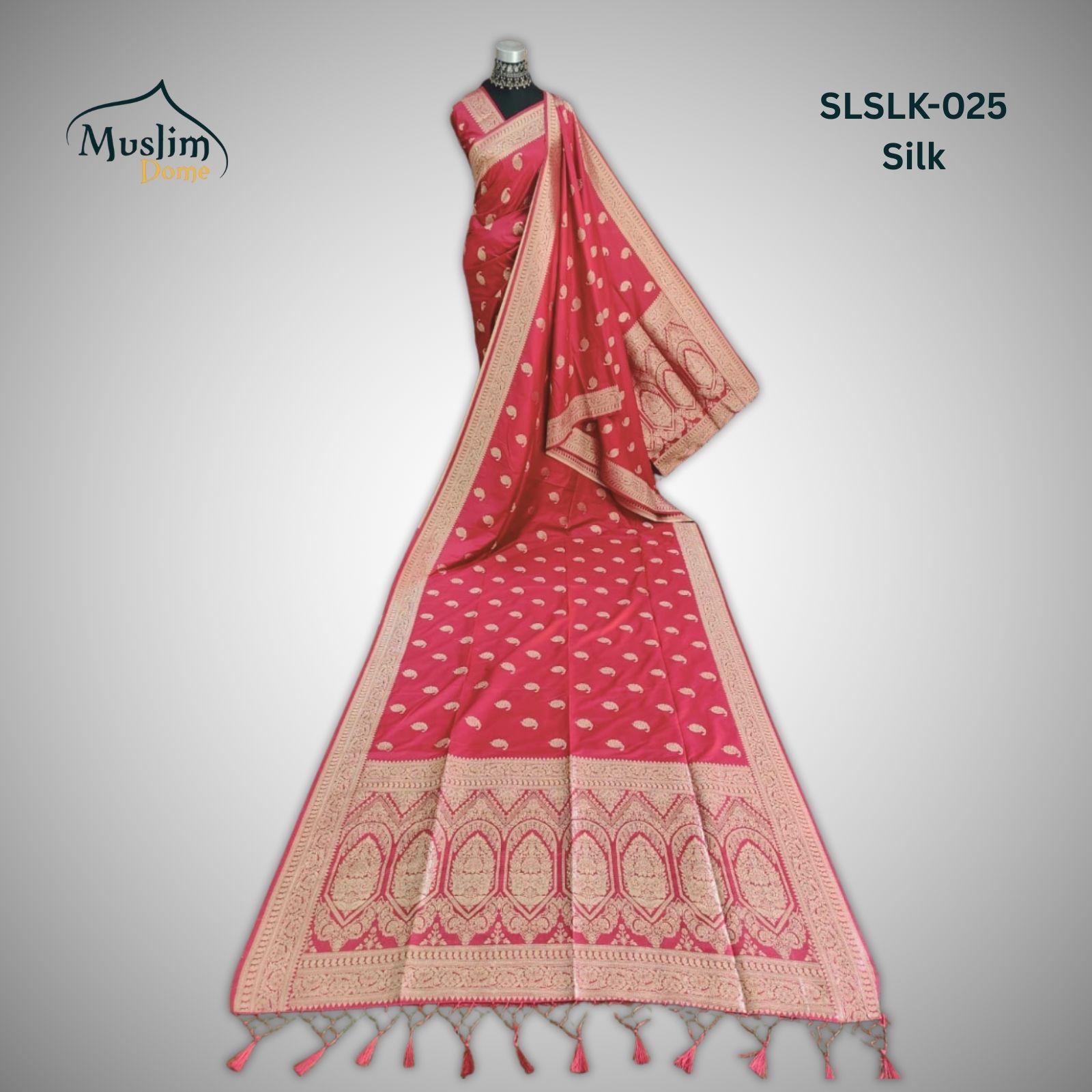 প্রিমিয়াম জামদানী শাড়ি – Premium Jamdani Saree (Half Silk, Single Tree Leaf Design, Blouse Piece Included) thumbnail 10