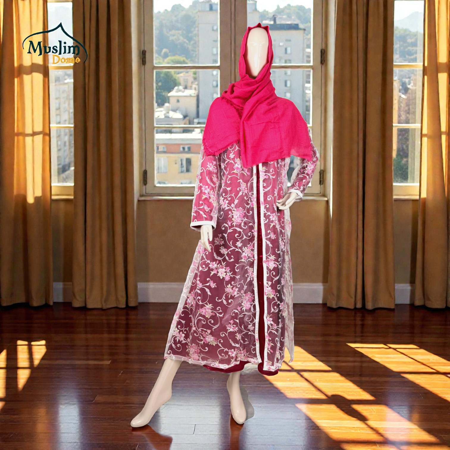 Long Dress with Koti | অর্গানজা প্রিন্টেড কোটি সহ লং ড্রেস – Samu Silk Fabric