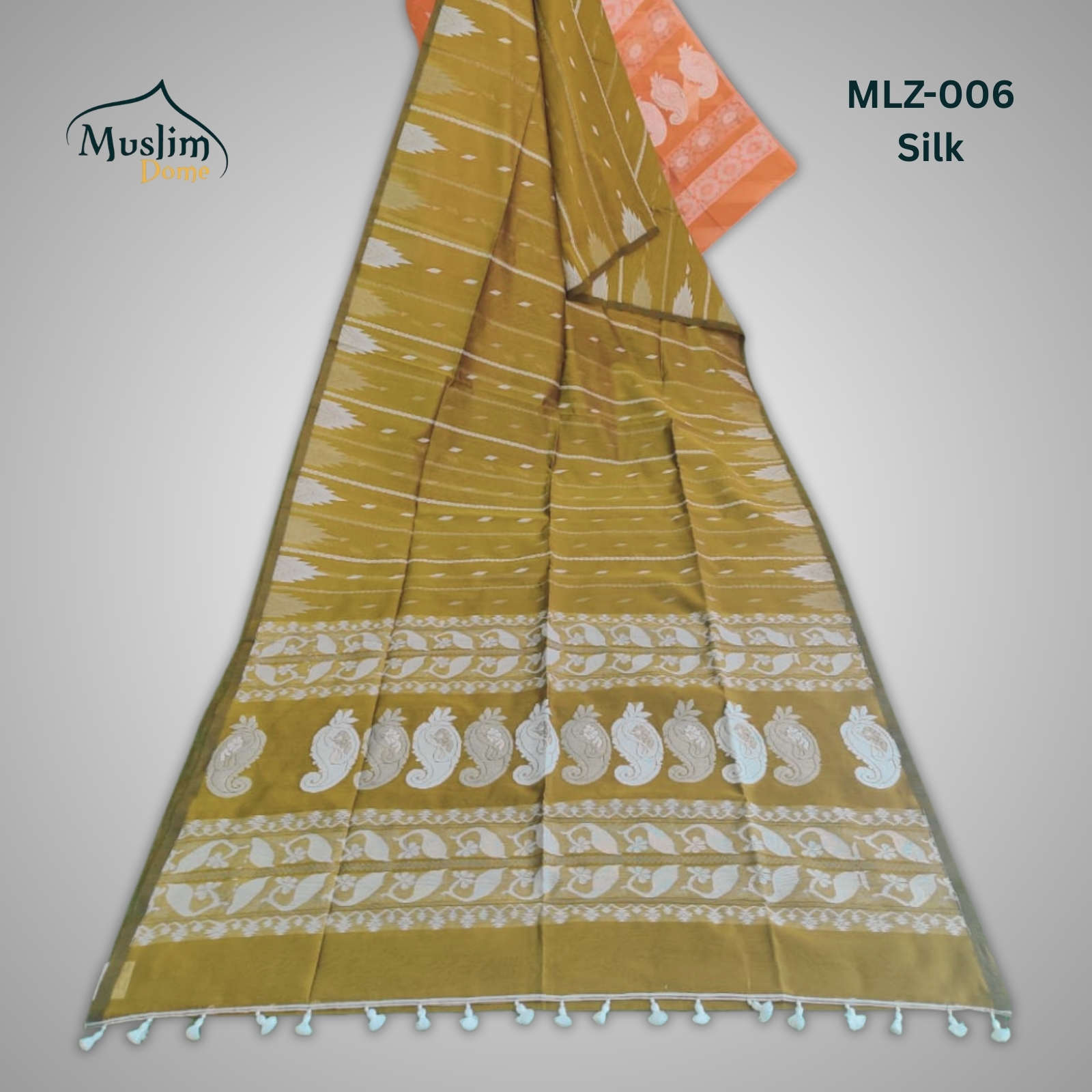 মার্সলাইজ সিল্ক জামদানী শাড়ি ব্লাউজ পিস ও Tassel সহ thumbnail 4