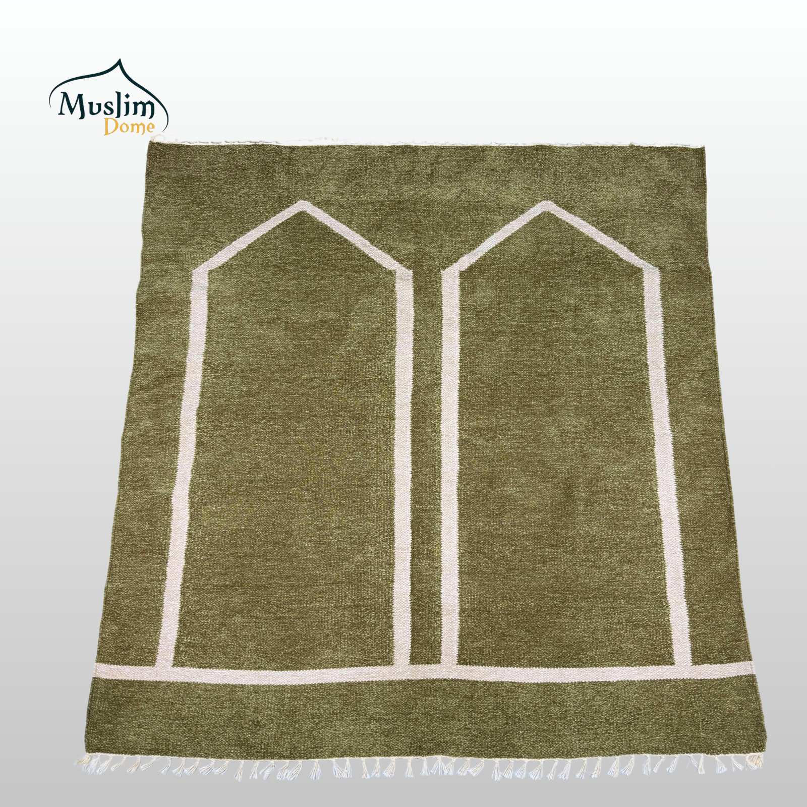 হ্যান্ডমেড জায়নামাজ (Two Person) | Soft Chanel Fabric | Olive Color | Size 47″×48″ | Both Side Usable