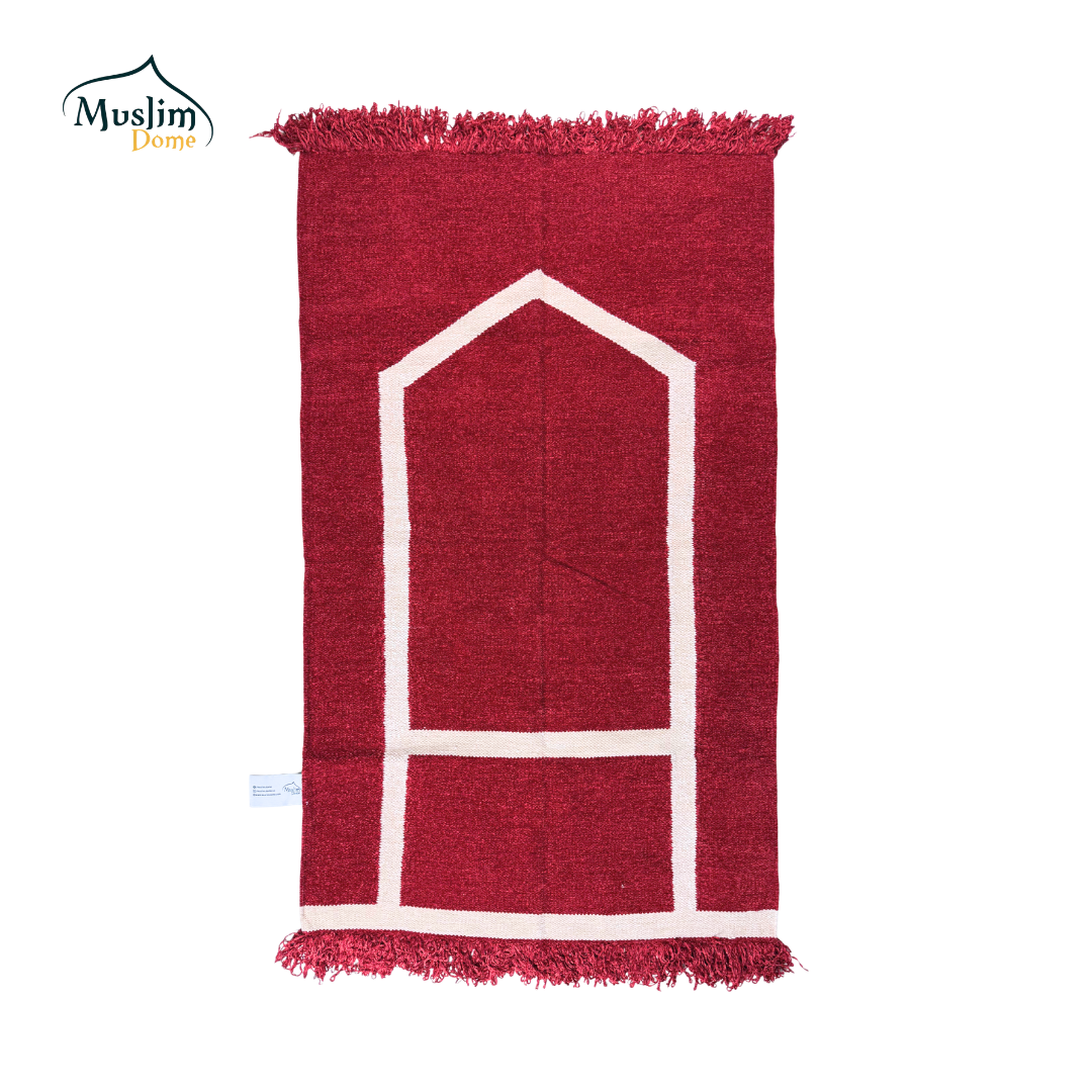 হ্যান্ডমেড জায়নামাজ (Single Person - Large) | Soft Chanel Fabric | Maroon Color | Size 30″×48″ | Both Side Usable